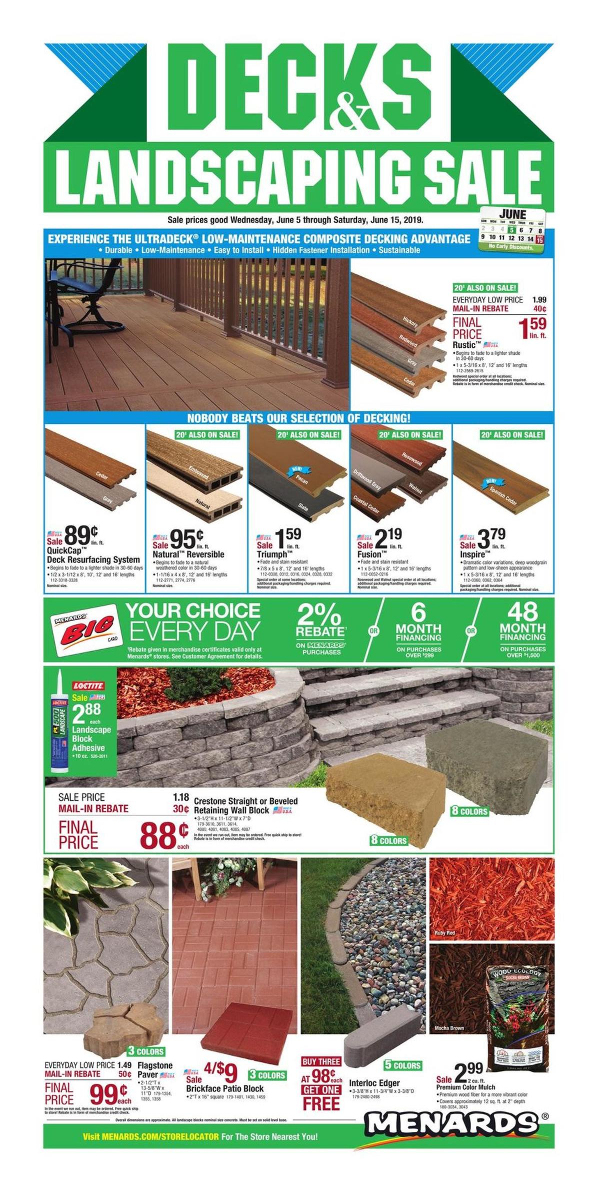 Menards Decks and Landscaping Weekly Ad from June 5