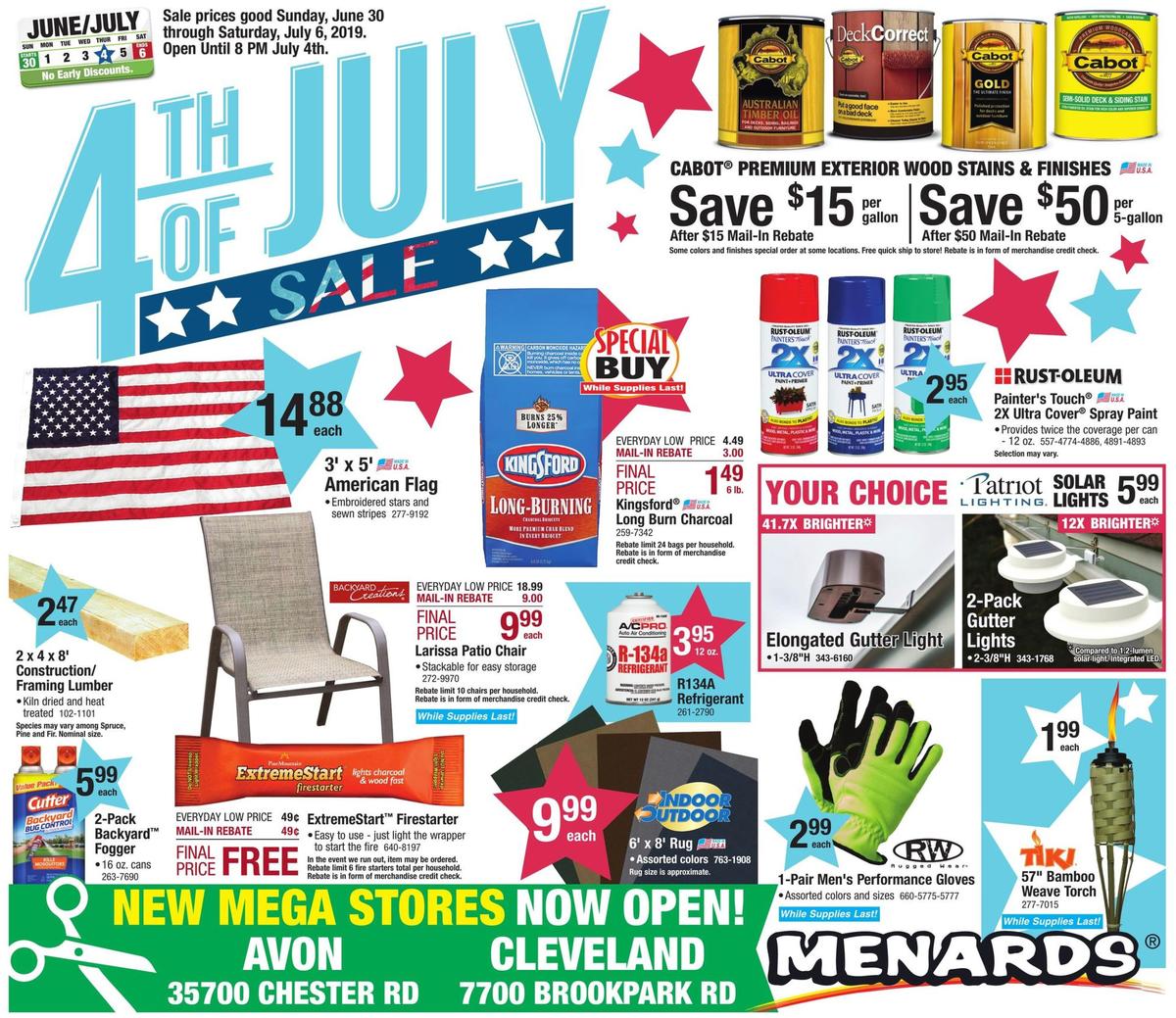 Menards 4th of July Sale Weekly Ad from June 30