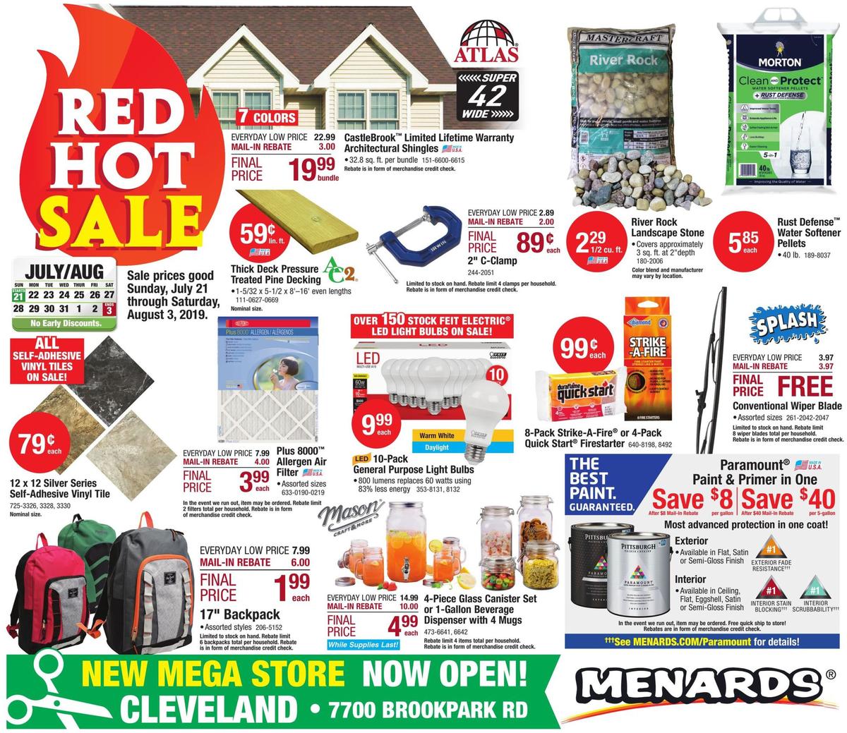 Menards Red Hot Sale Weekly Ad from July 21