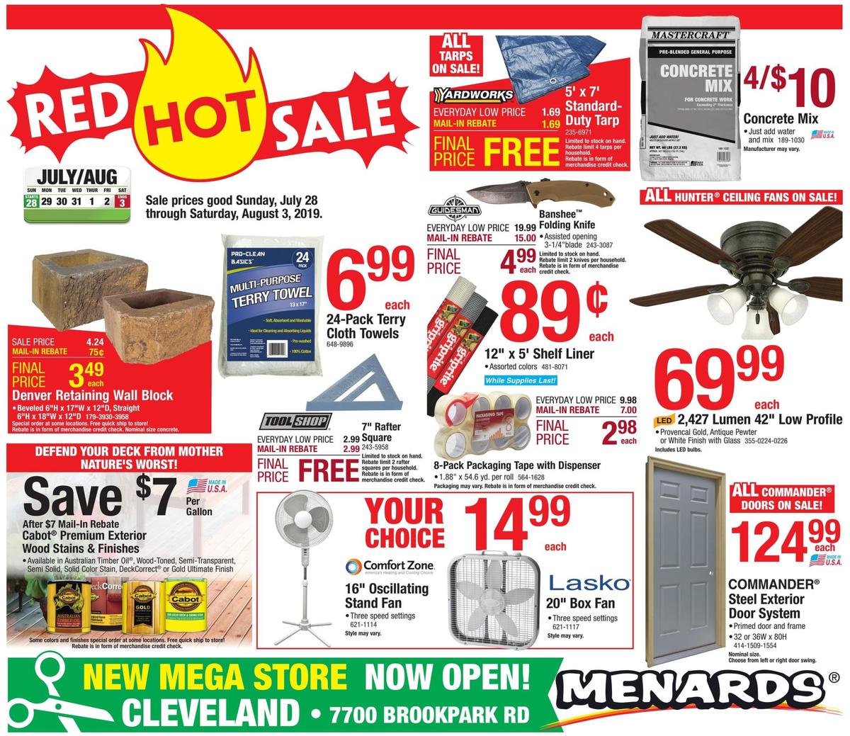 Menards Red Hot Sale Weekly Ad from July 28
