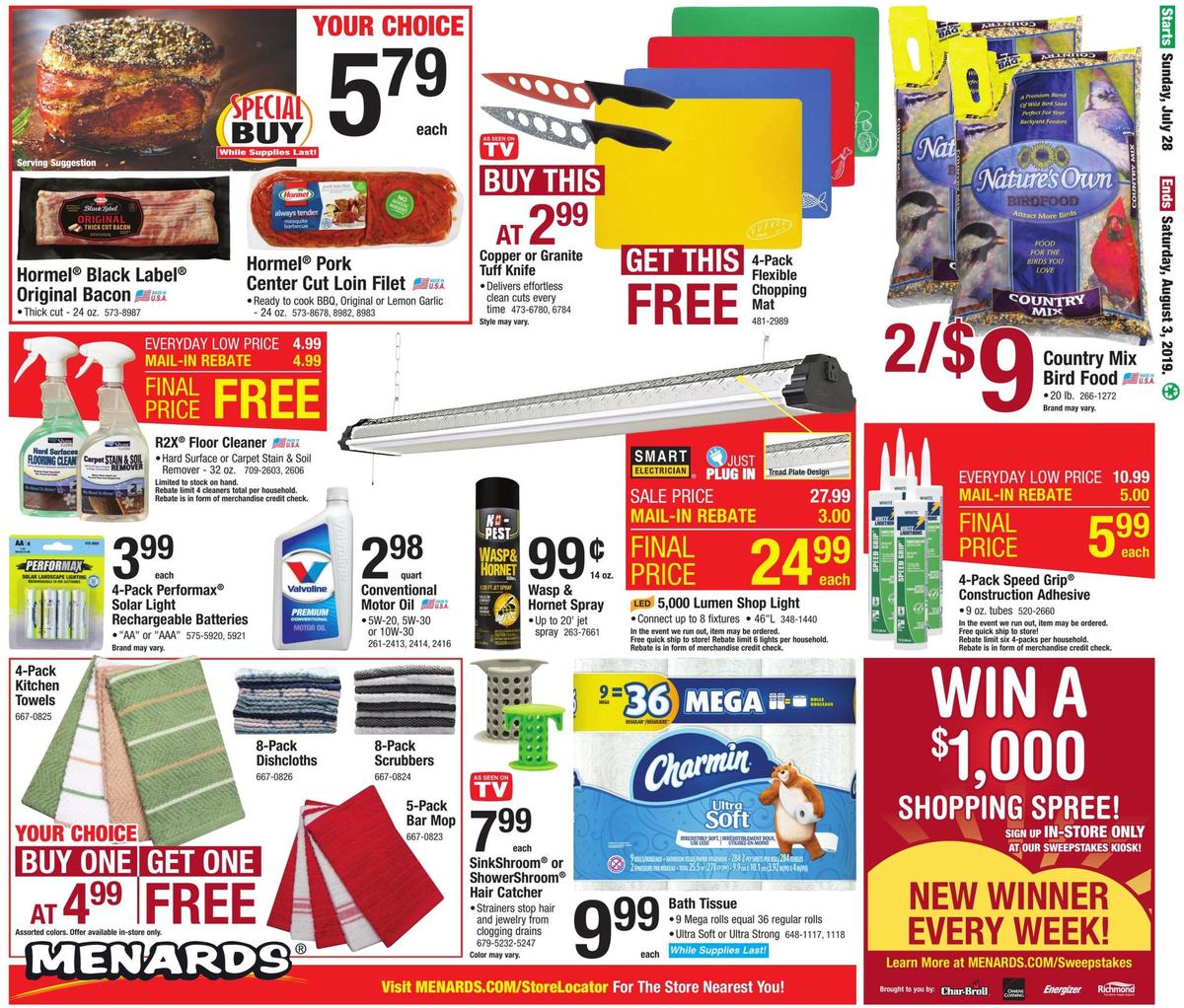 Menards Red Hot Sale Weekly Ad from July 28
