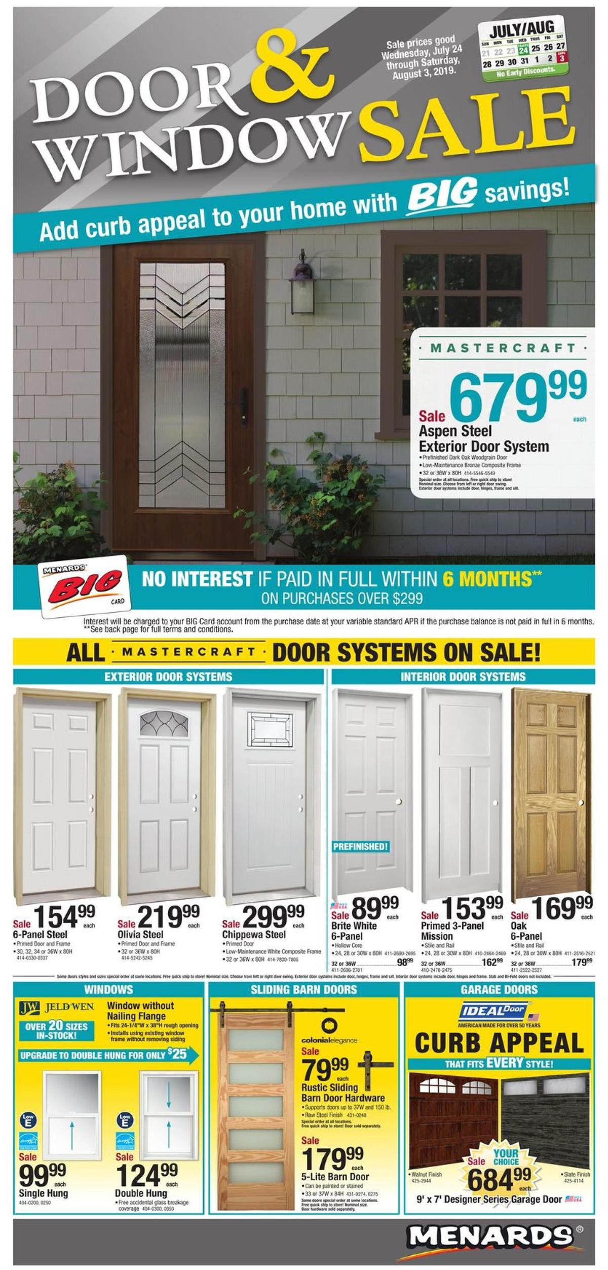 Menards Door and Window Sale Weekly Ad from July 24