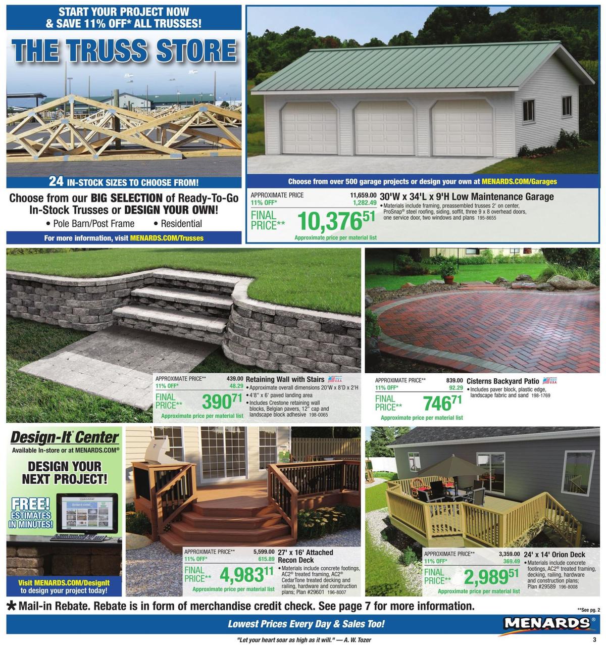 Menards 11% Rebate Sale Weekly Ad from August 4
