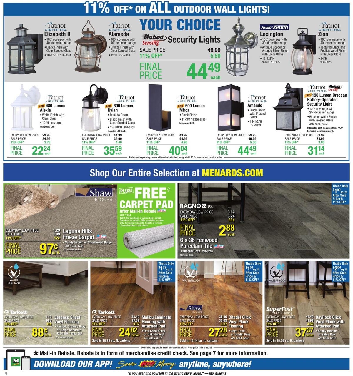 Menards 11% Rebate Sale Weekly Ad from August 4