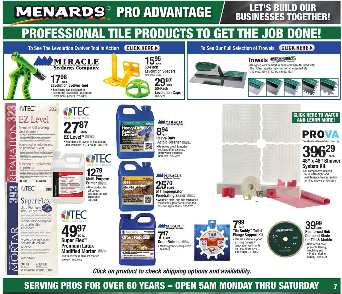 Menards Pro Advantage Weekly Ad from September 8