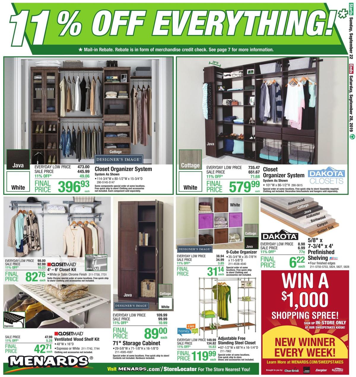 Menards Weekly Ad from September 22