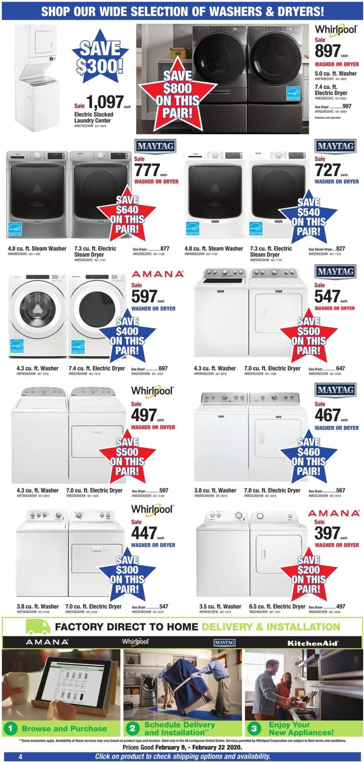 Menards Appliance Flyer Weekly Ad from February 9