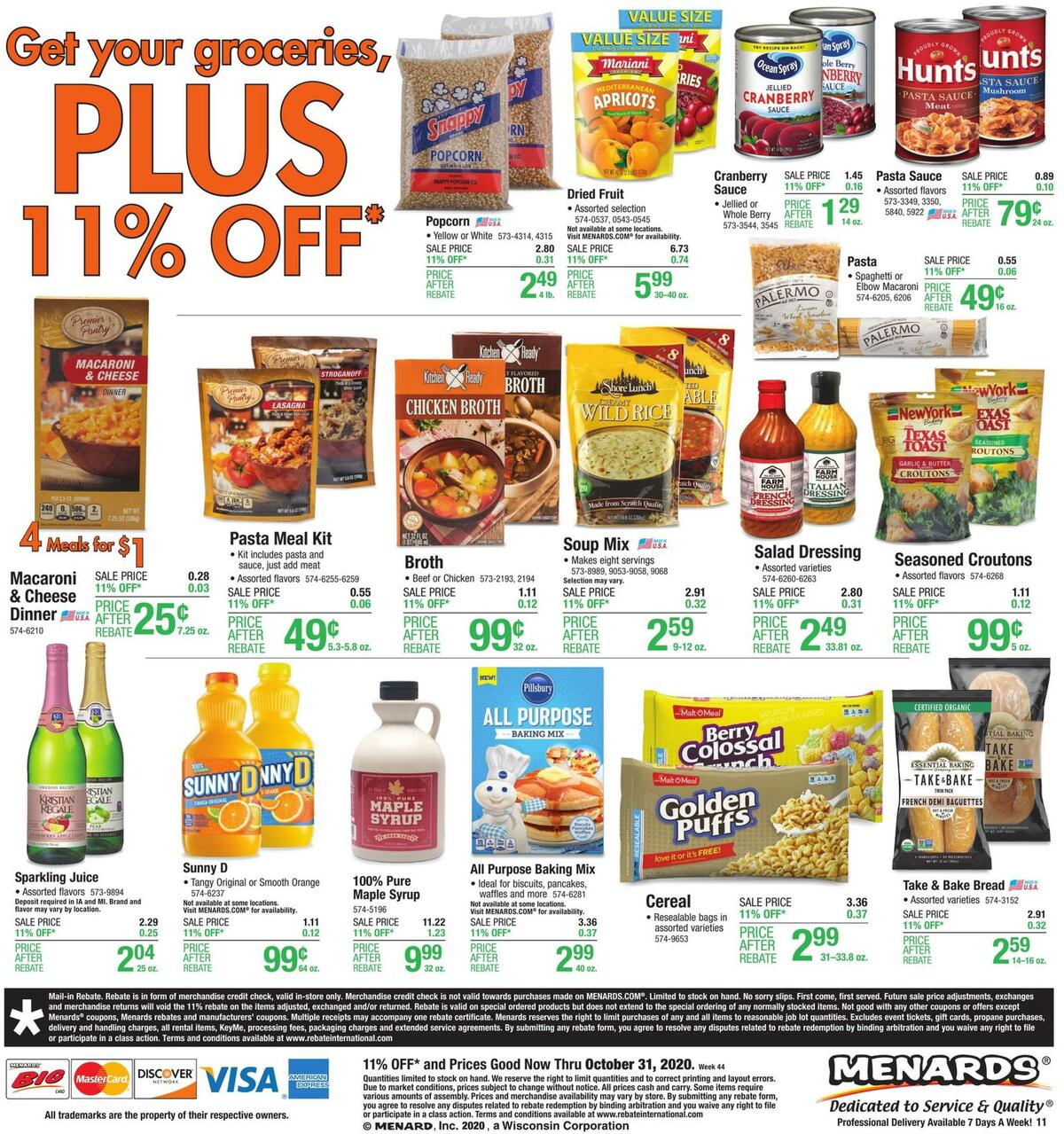 Menards Weekly Ad from October 25