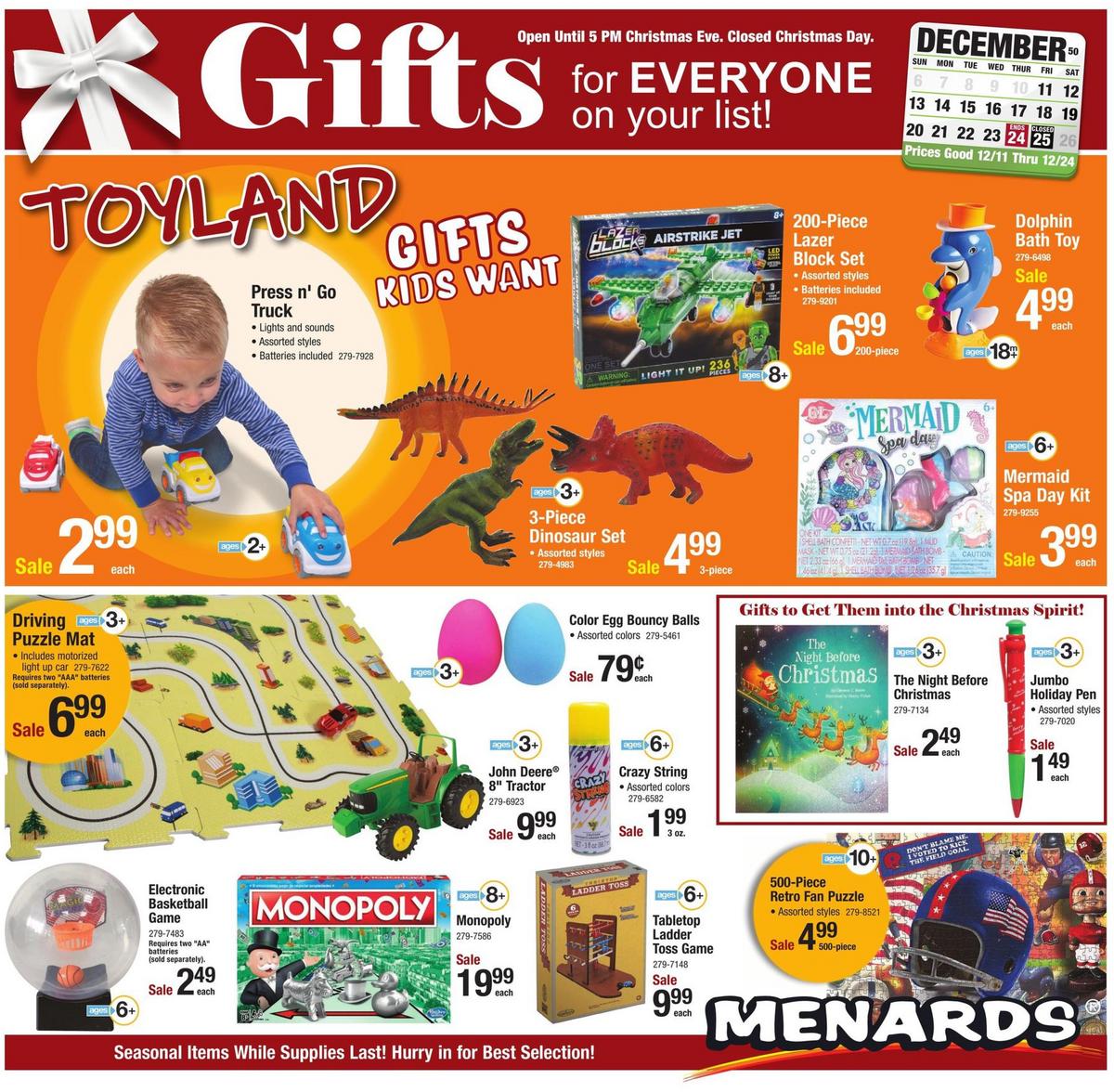 Menards Gifts for Everyone on Your List! Weekly Ad from December 11