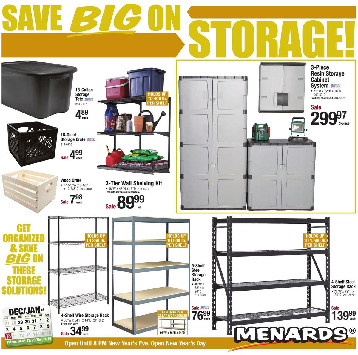 Menards Save Big on Storage! Weekly Ad from December 29