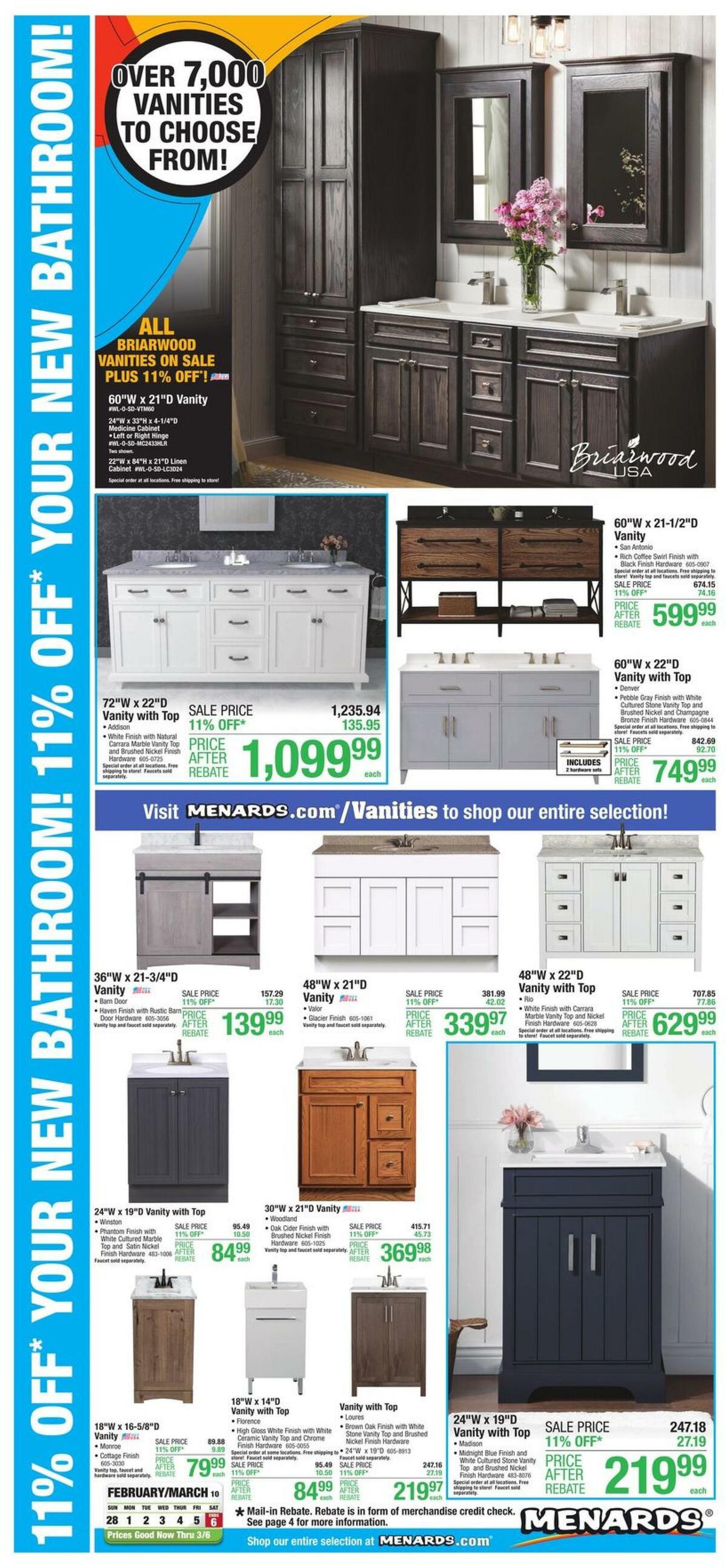 Menards Finished Bath Weekly Ad from February 28