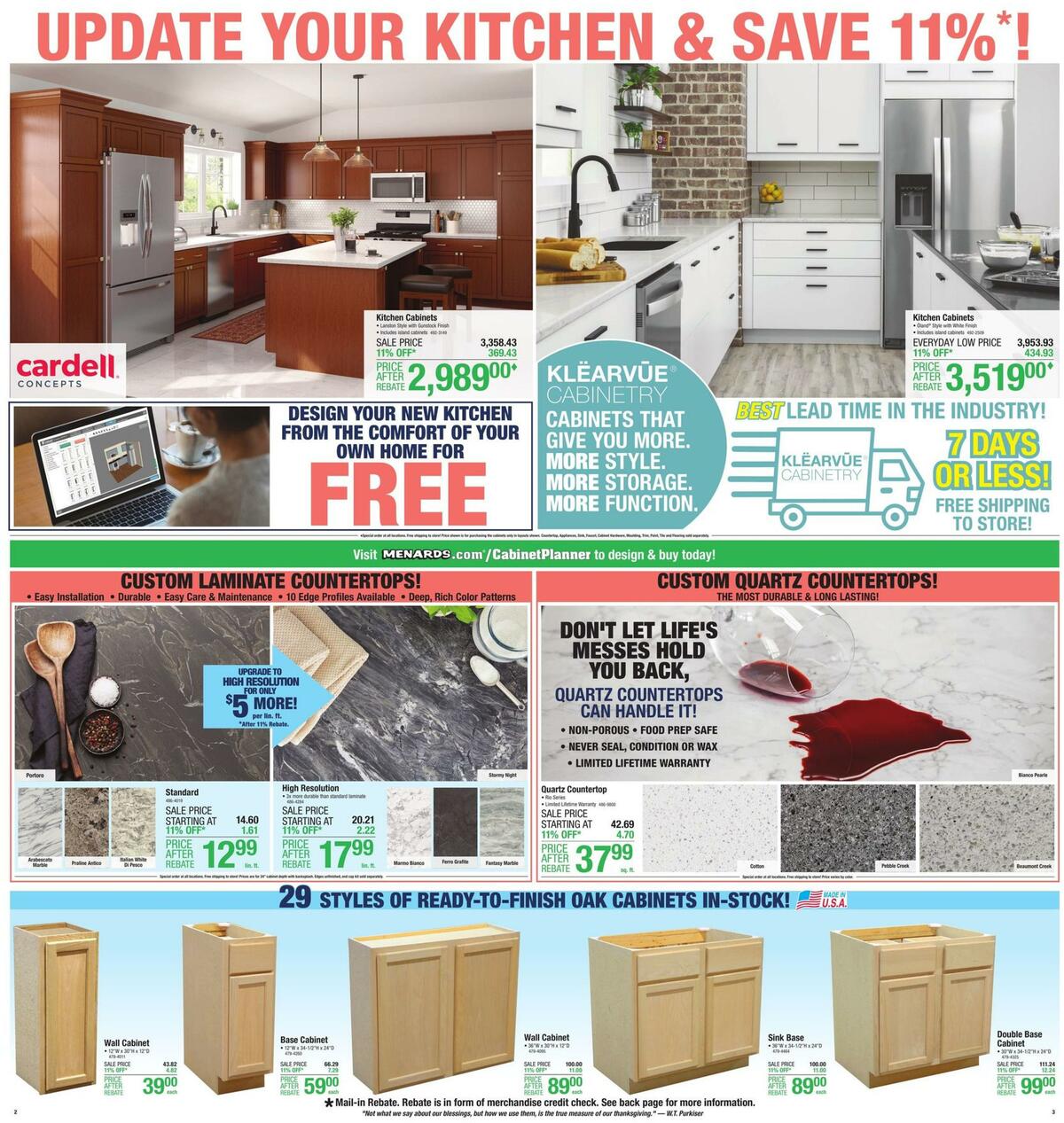 Menards Kitchen Cabinets Weekly Ad from November 11