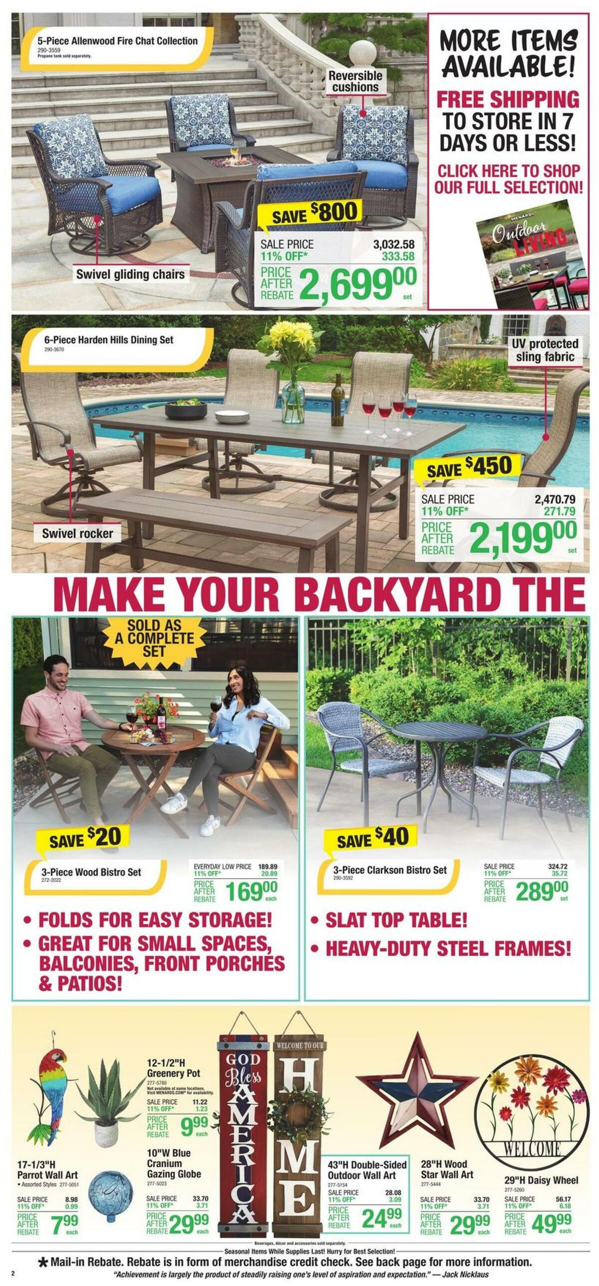 Menards Outdoor Living Weekly Ad from April 7
