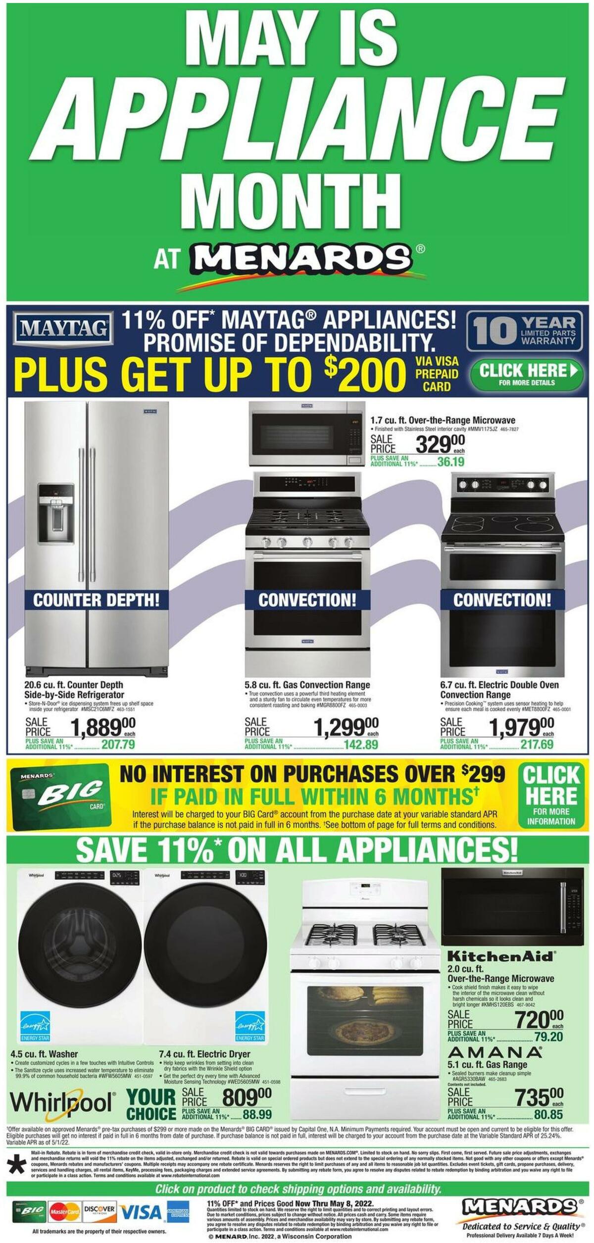 Menards May is Appliance Month Weekly Ad from April 27