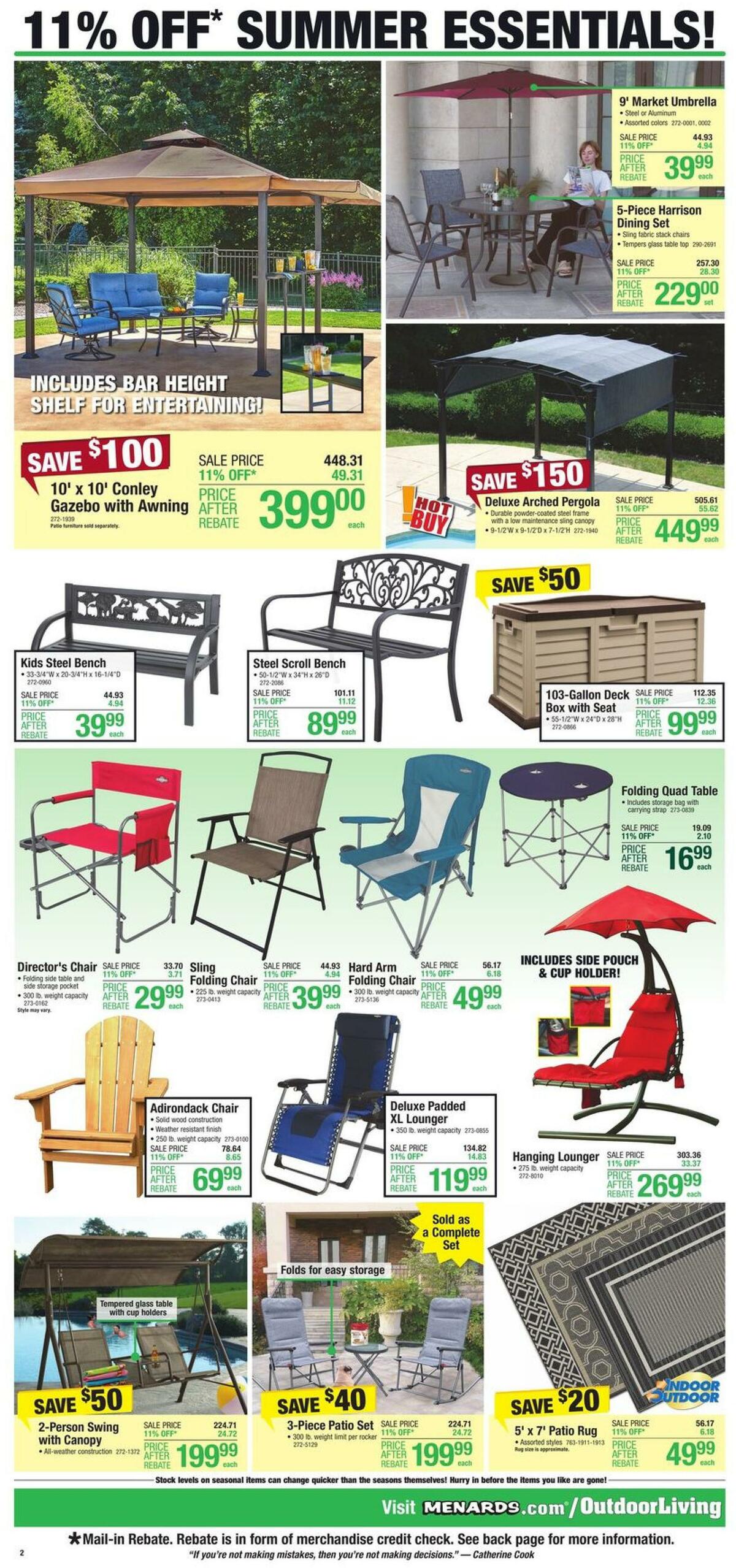 Menards Outdoor Living Weekly Ad from May 4