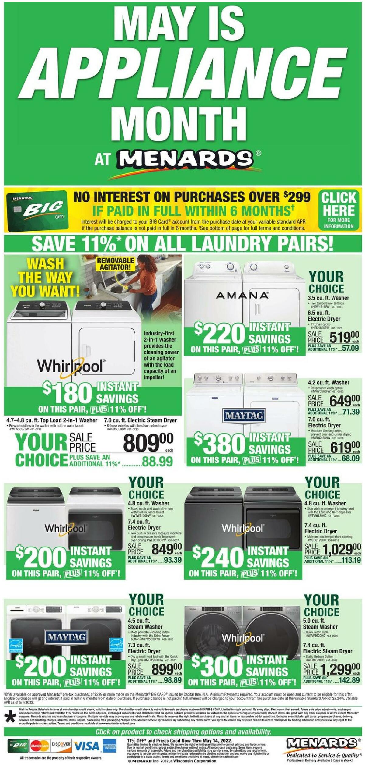 Menards May is Appliance Month Weekly Ad from May 4