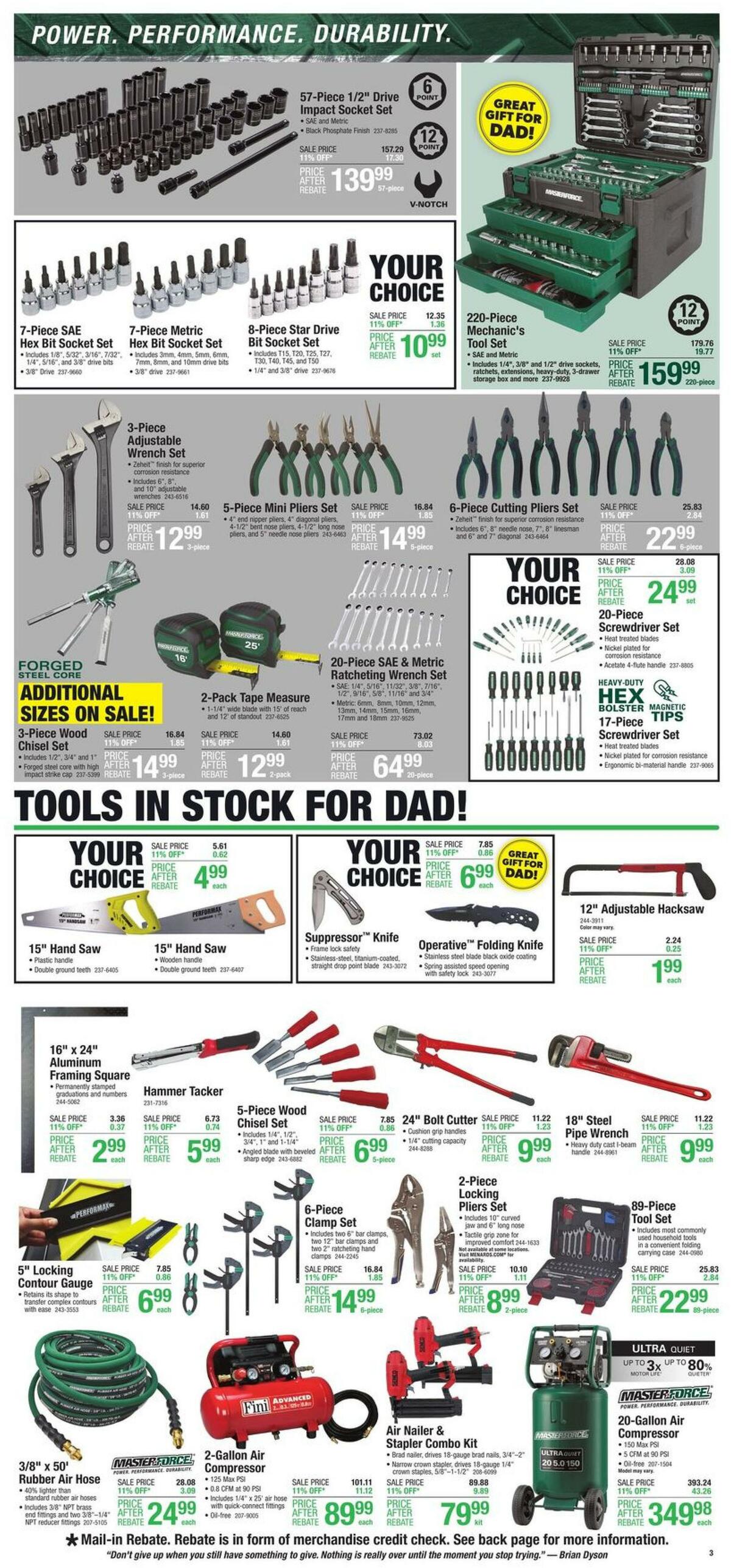 Menards 11% OFF TOOLS FOR DAD Weekly Ad from June 8