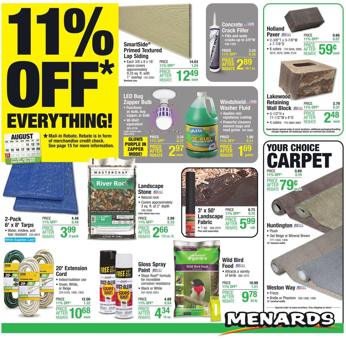 Menards Weekly Ad from August 11