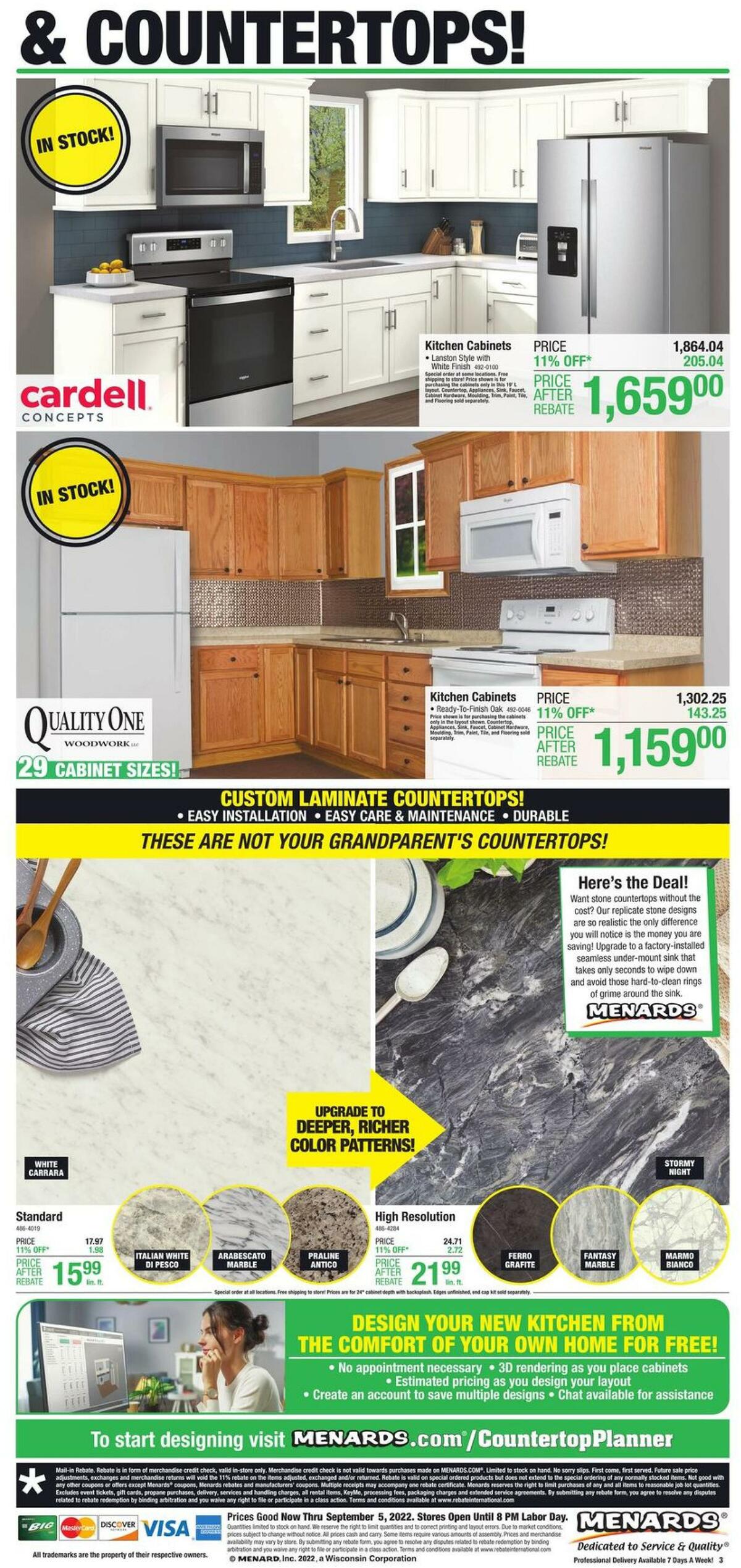Menards 11% Off Your Dream Kitchen! Weekly Ad from August 25