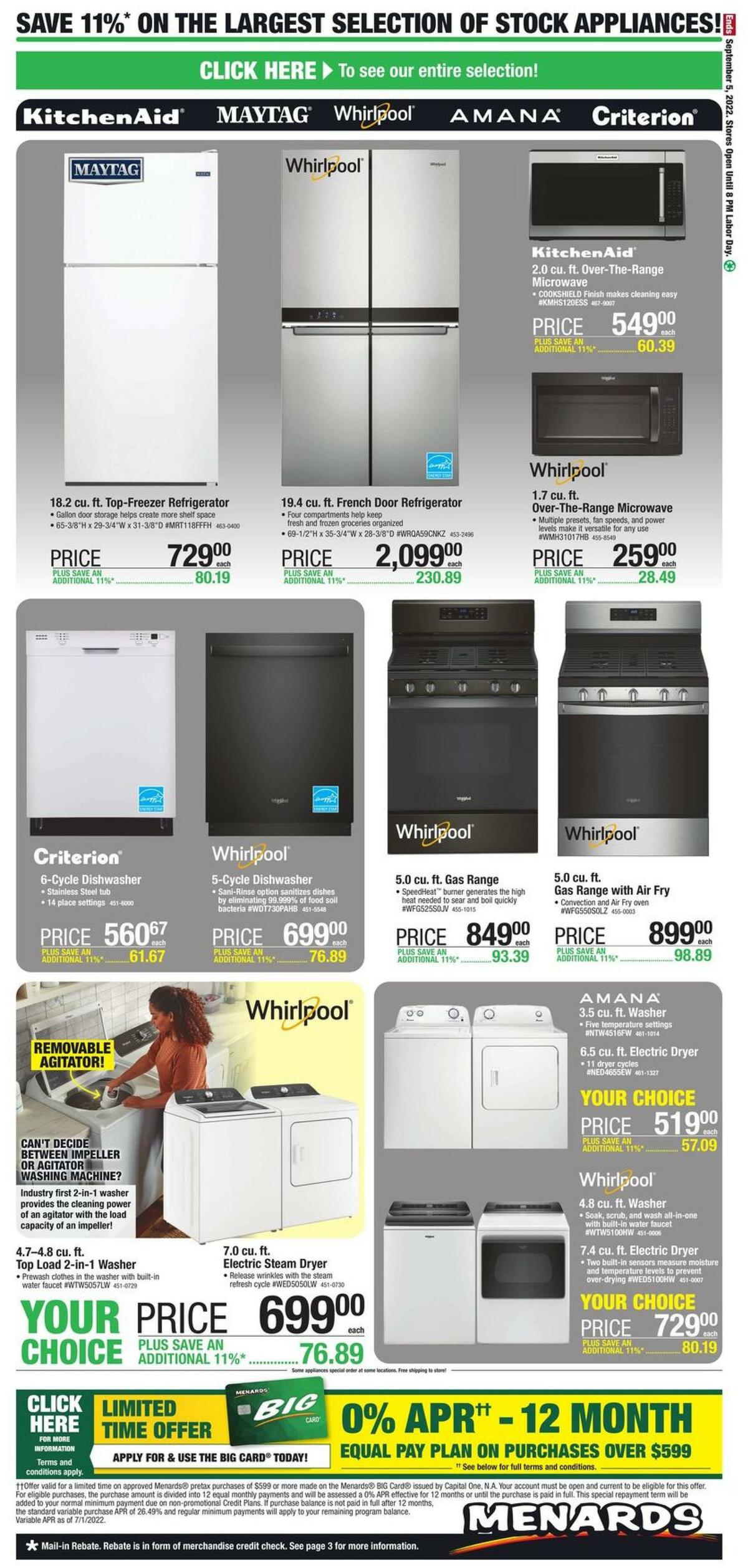 Menards 11% Off Your Dream Kitchen! Weekly Ad from August 25