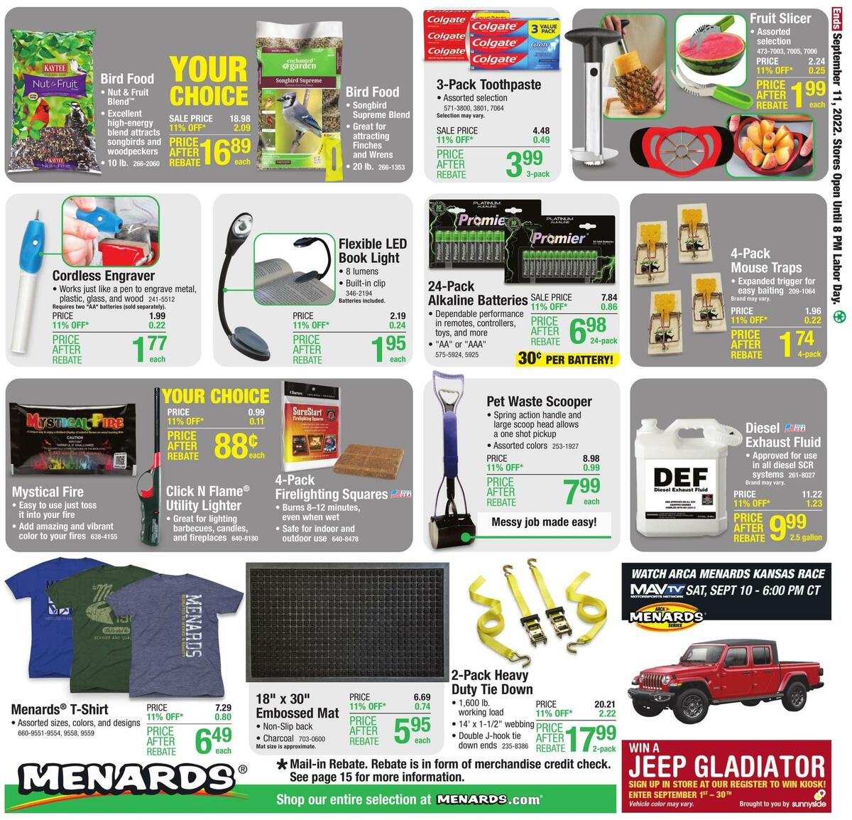 Menards Weekly Ad from August 31