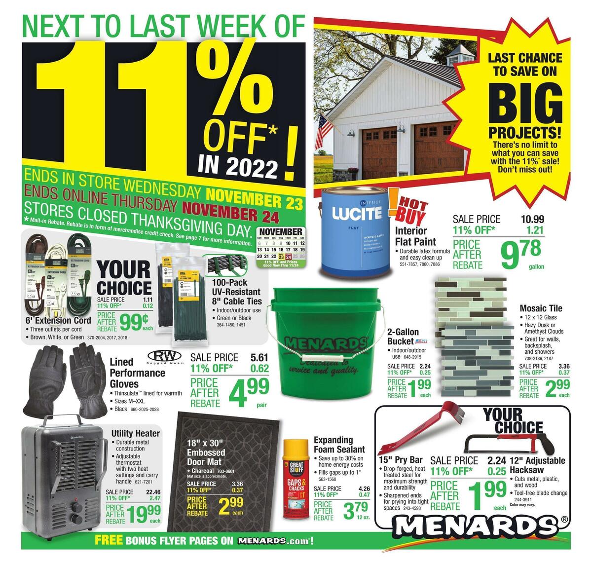 Menards Weekly Ad from November 9