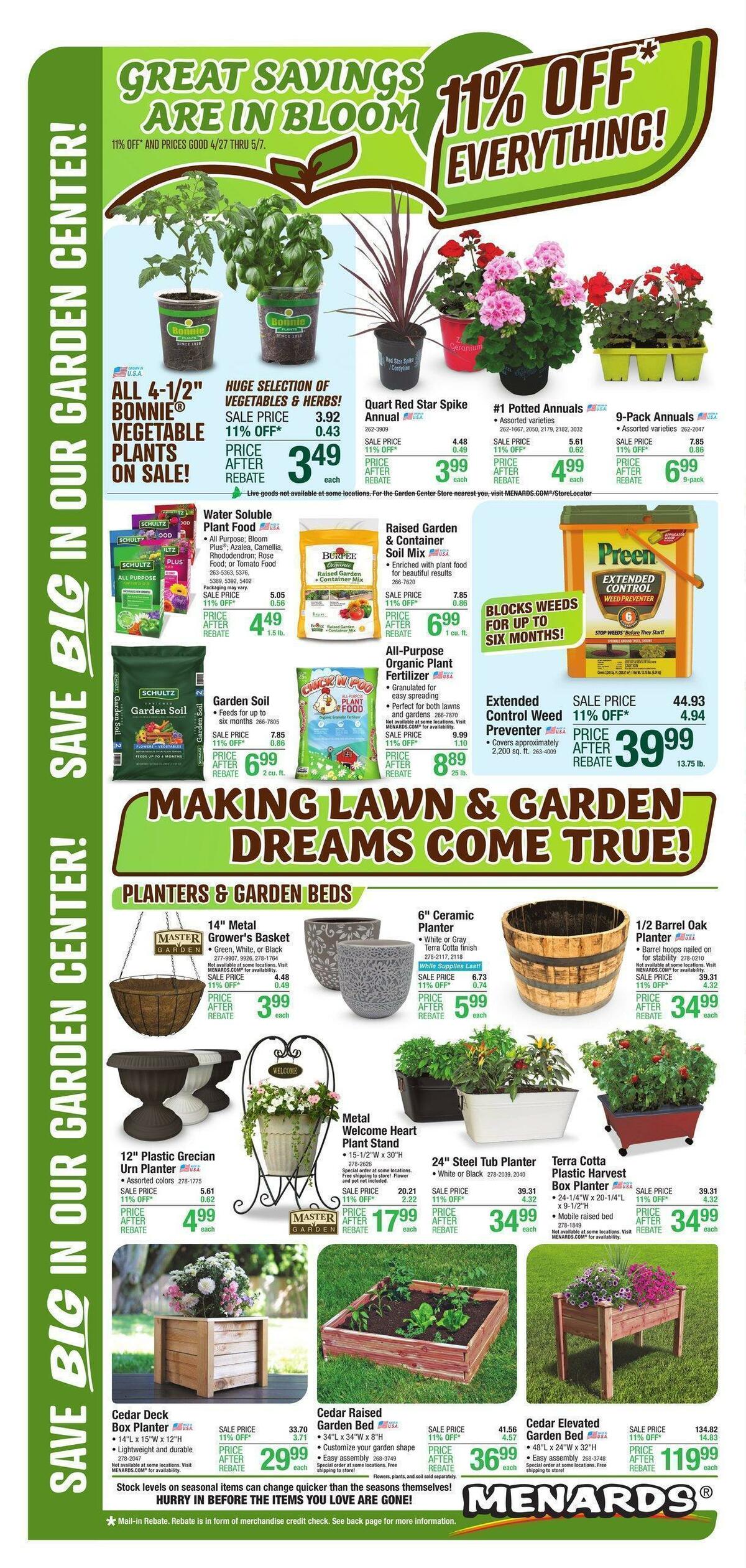 Menards Garden Center Weekly Ad from April 26