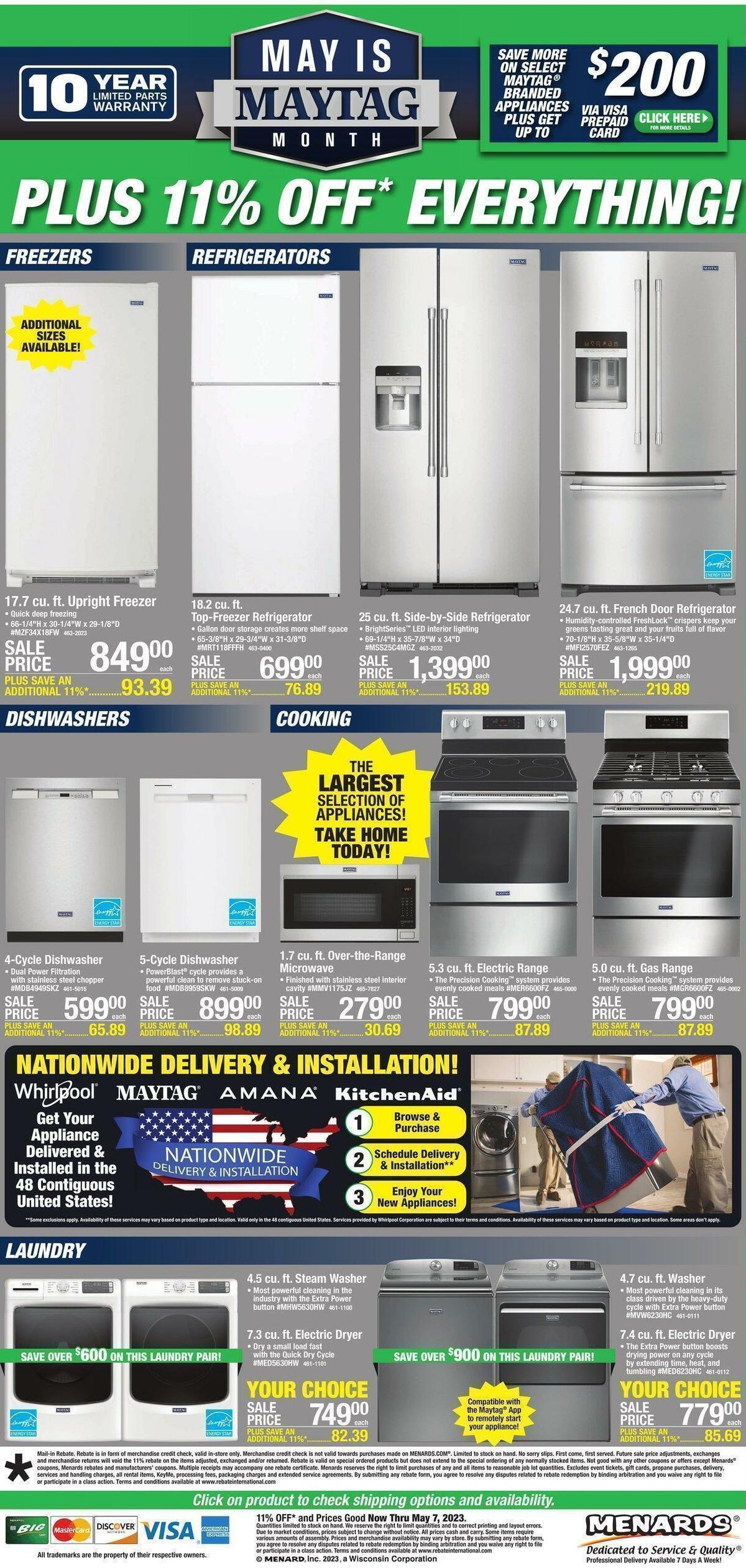 Menards May is Maytag Weekly Ad from April 26