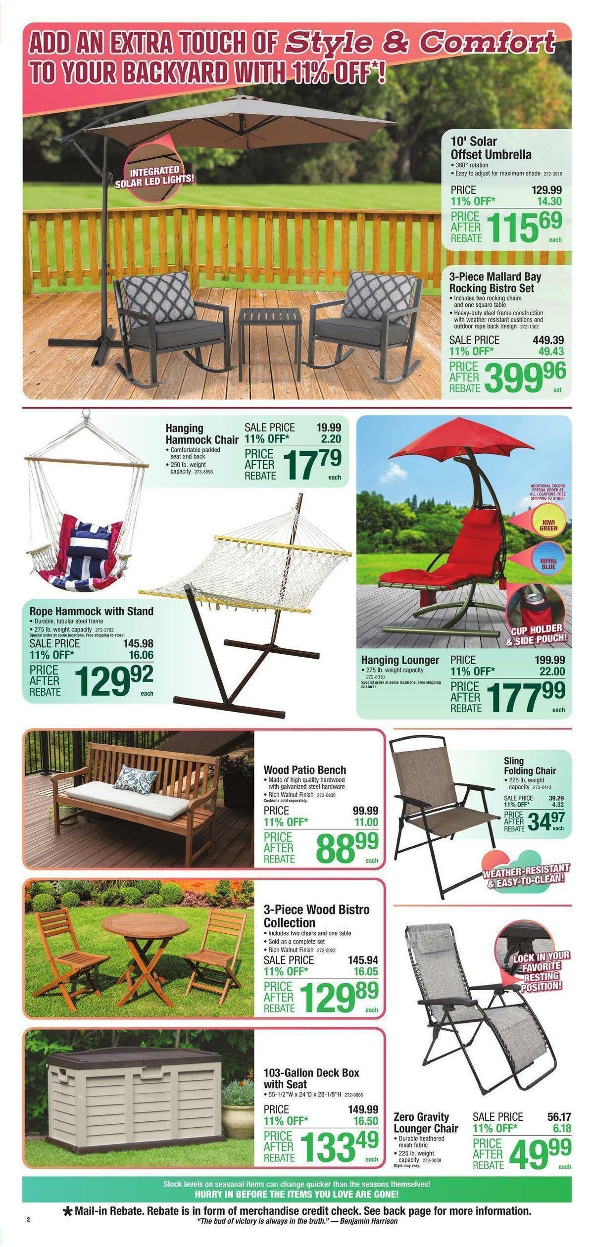 Menards Outdoor Living Weekly Ad from May 3