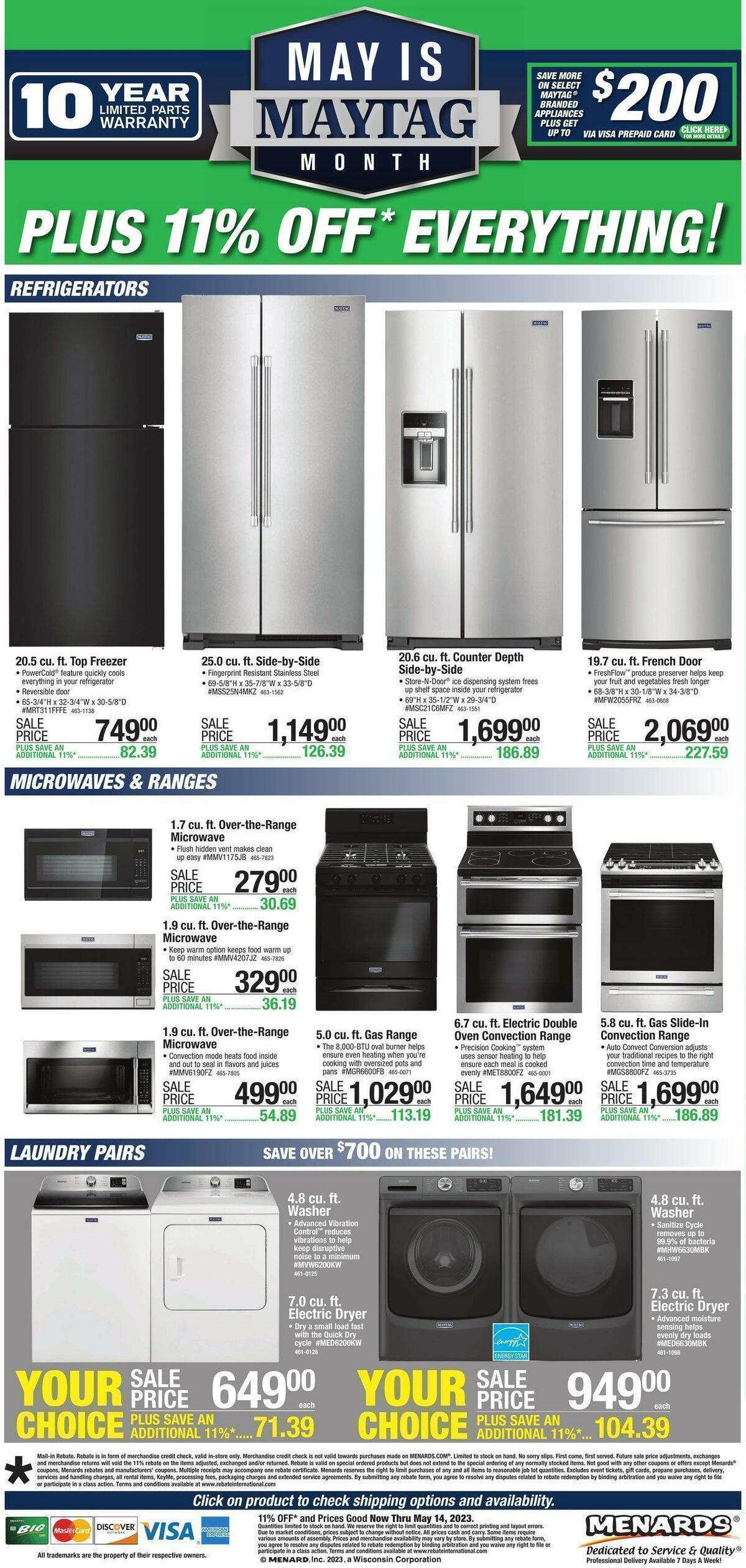 Menards May is Maytag Weekly Ad from May 4