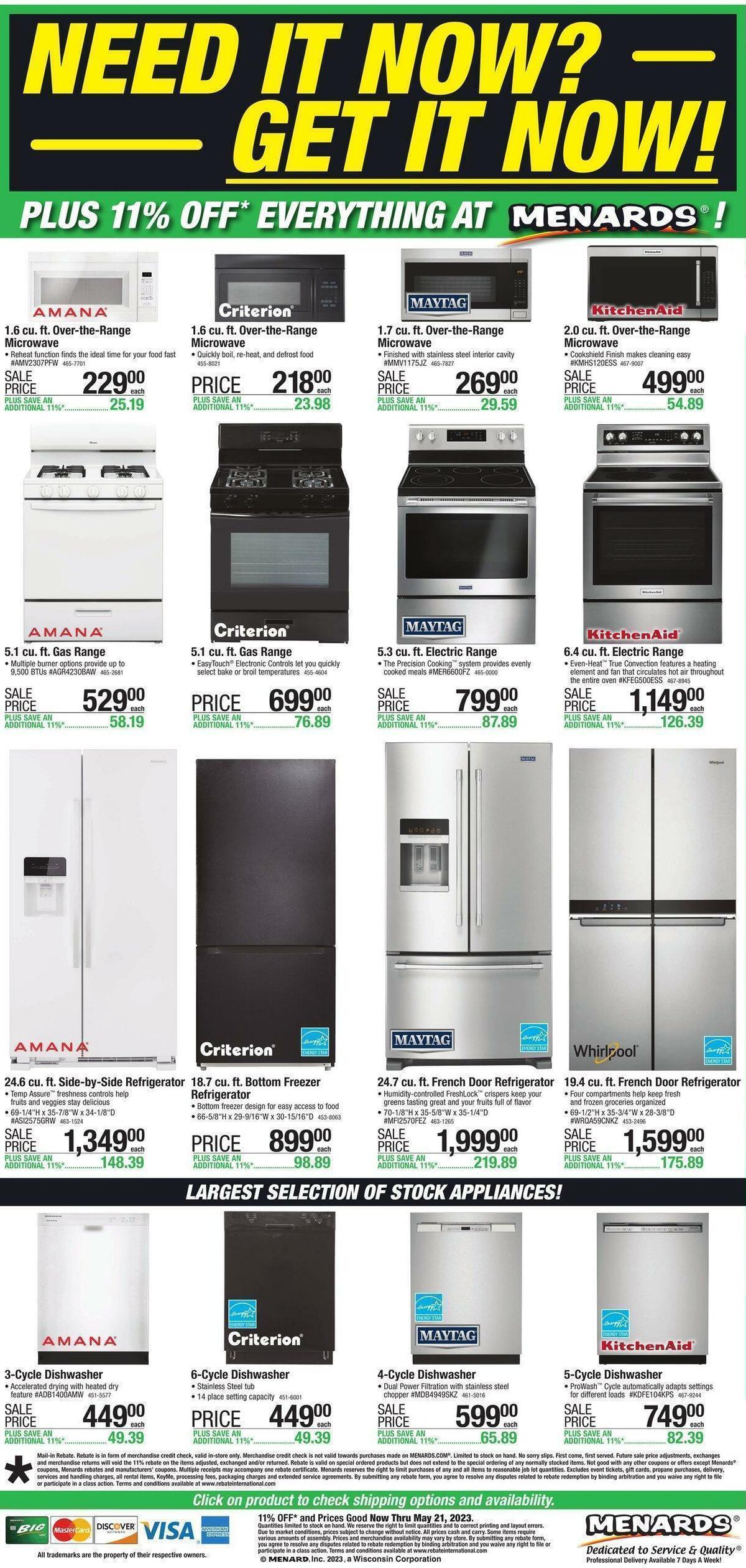 Menards May is Maytag Weekly Ad from May 11