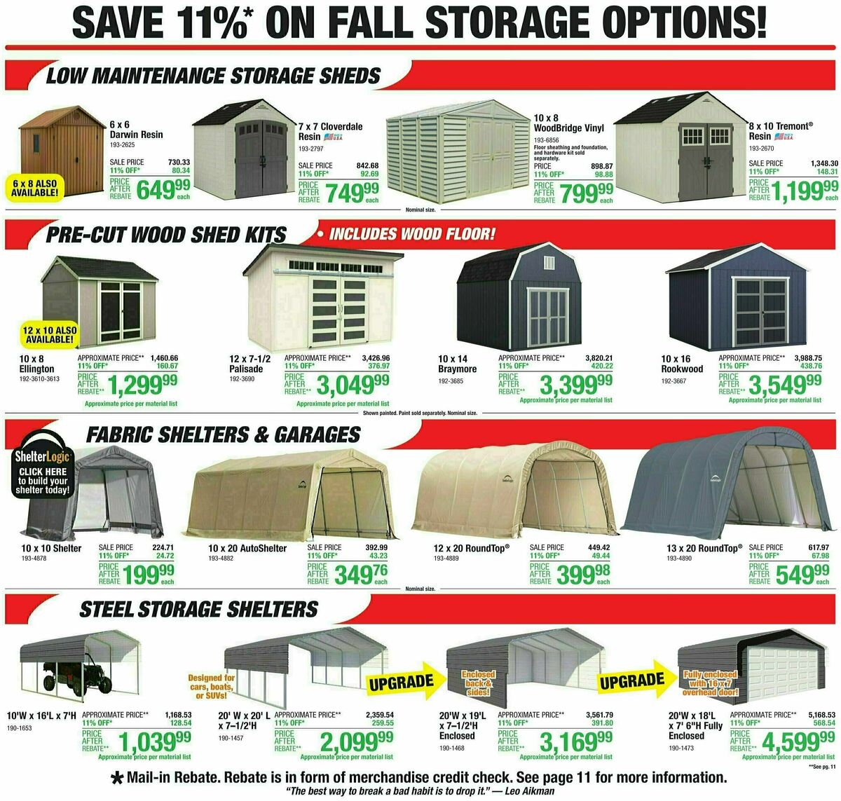 Menards 11% REBATE SALE Weekly Ad from August 30