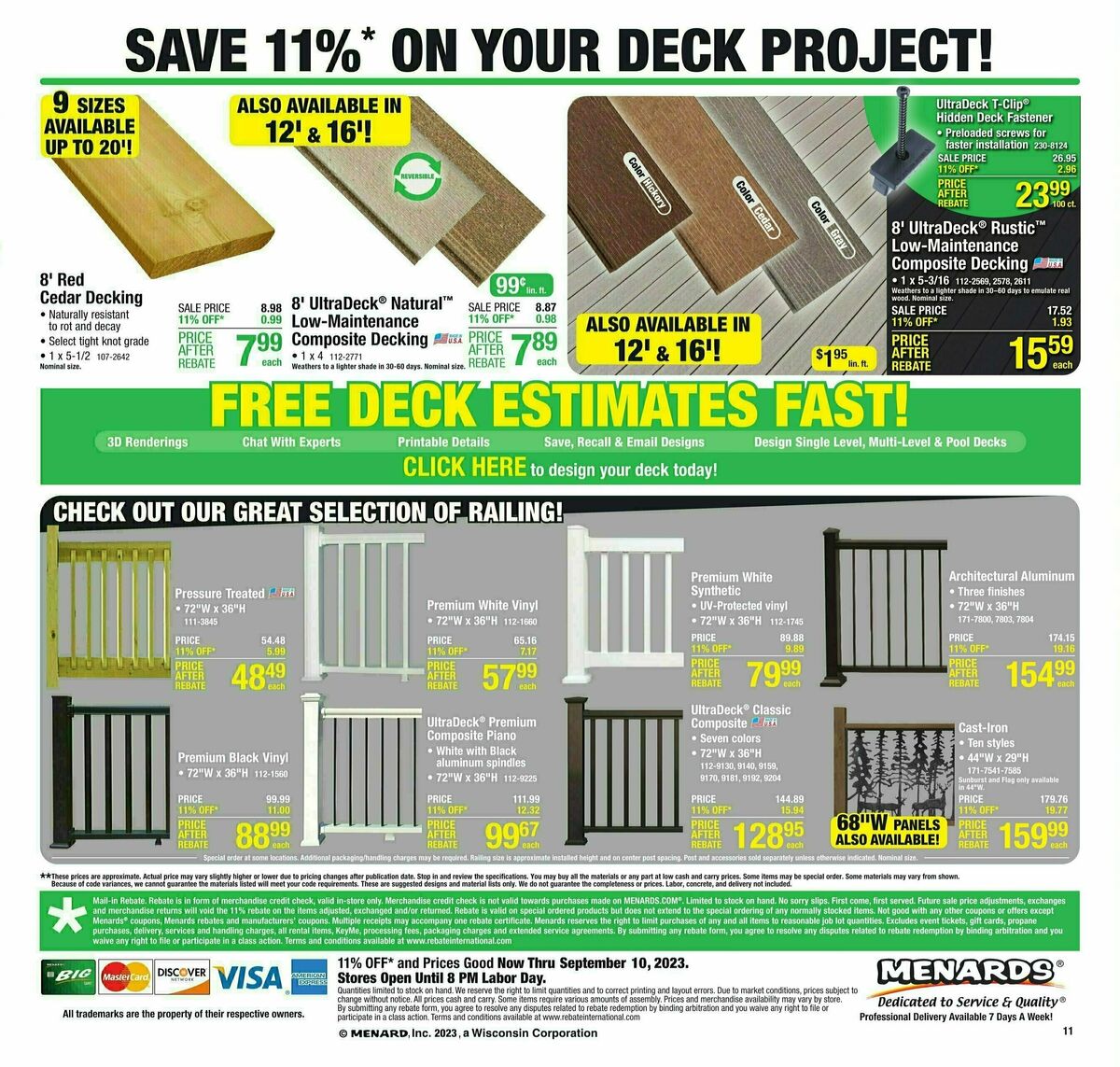 Menards 11% REBATE SALE Weekly Ad from August 30