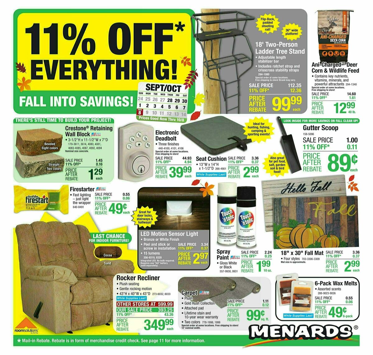 Menards 11% REBATE SALE Weekly Ad from September 27
