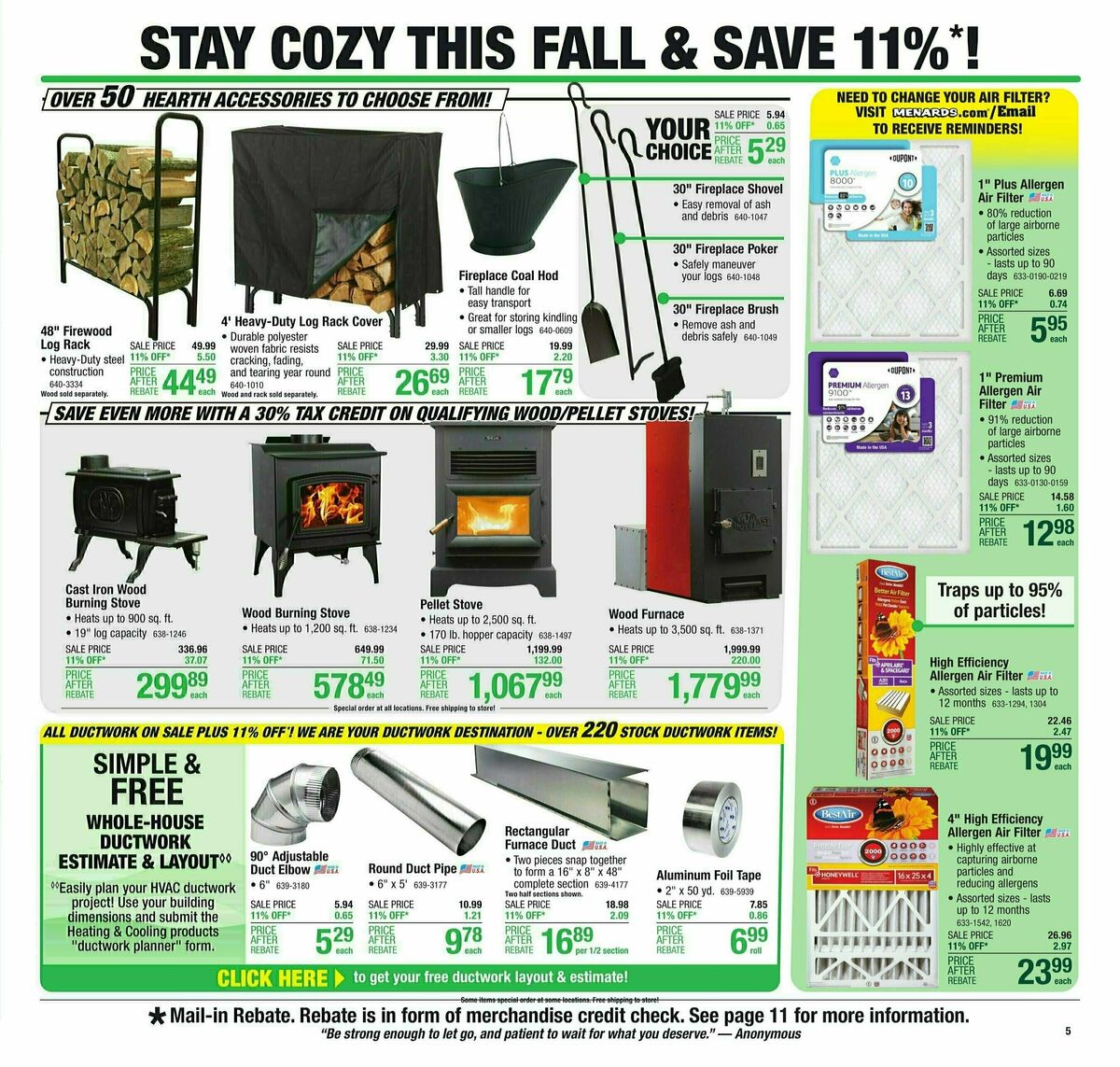 Menards 11% REBATE SALE Weekly Ad from September 27