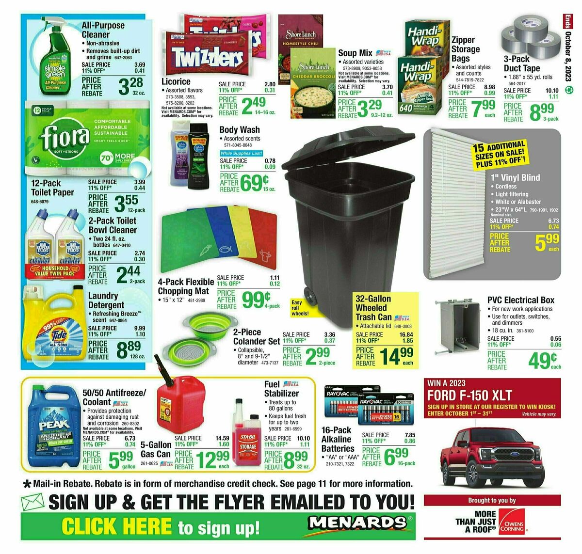 Menards 11% REBATE SALE Weekly Ad from September 27