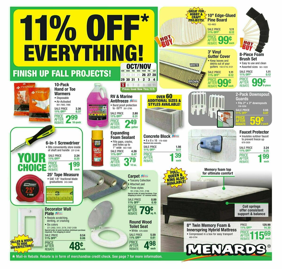 Menards Weekly Ad from October 25