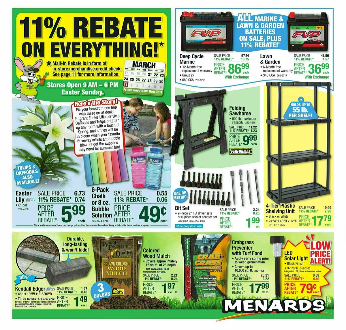 Menards 11% Rebate Sale Weekly Ad from March 20