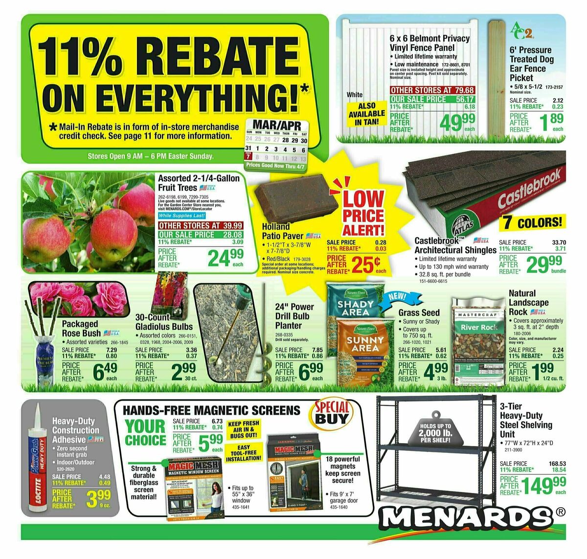 Menards 11% Rebate Sale Weekly Ad from March 27
