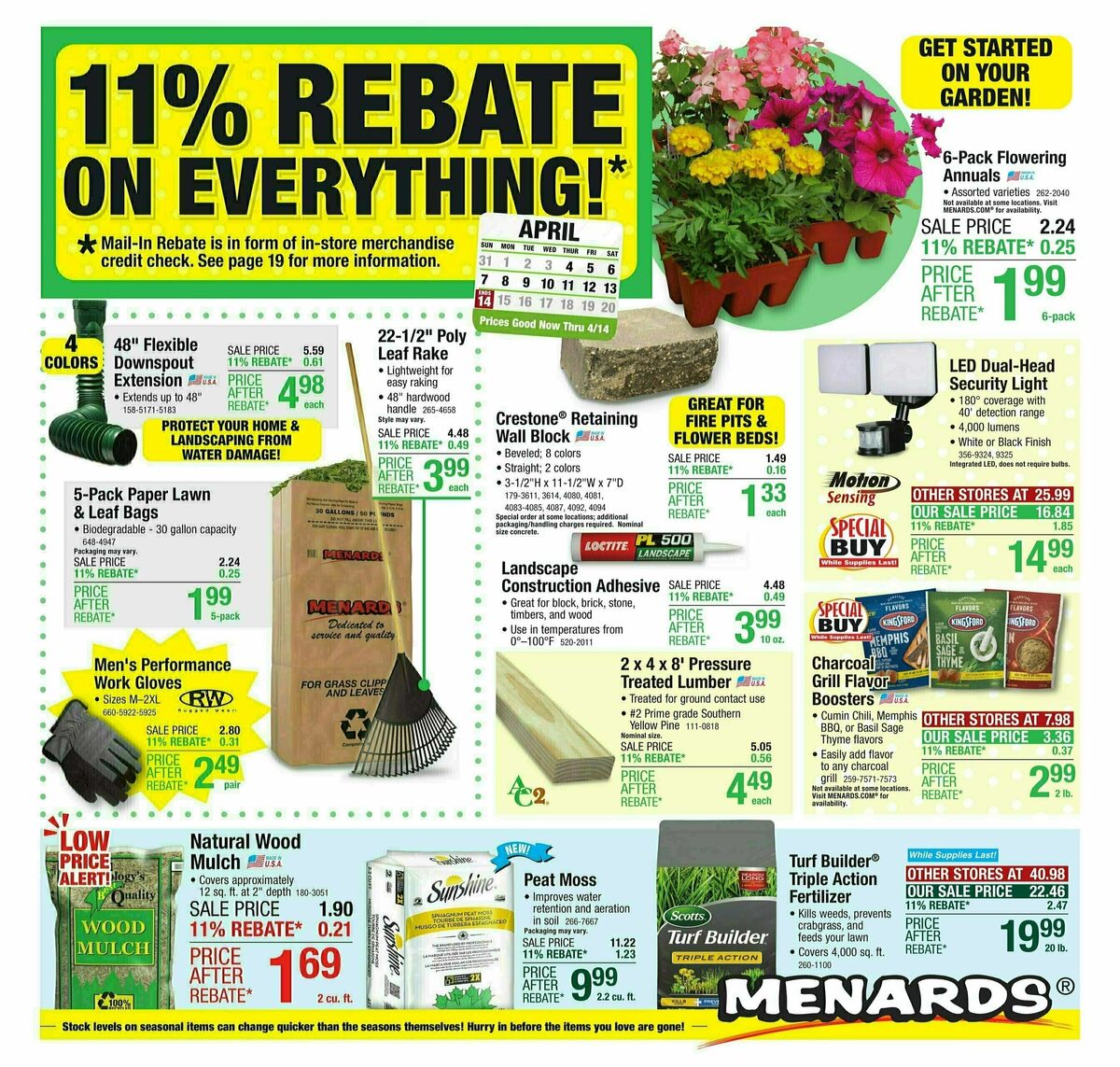 Menards 11% Rebate Sale Weekly Ad from April 3