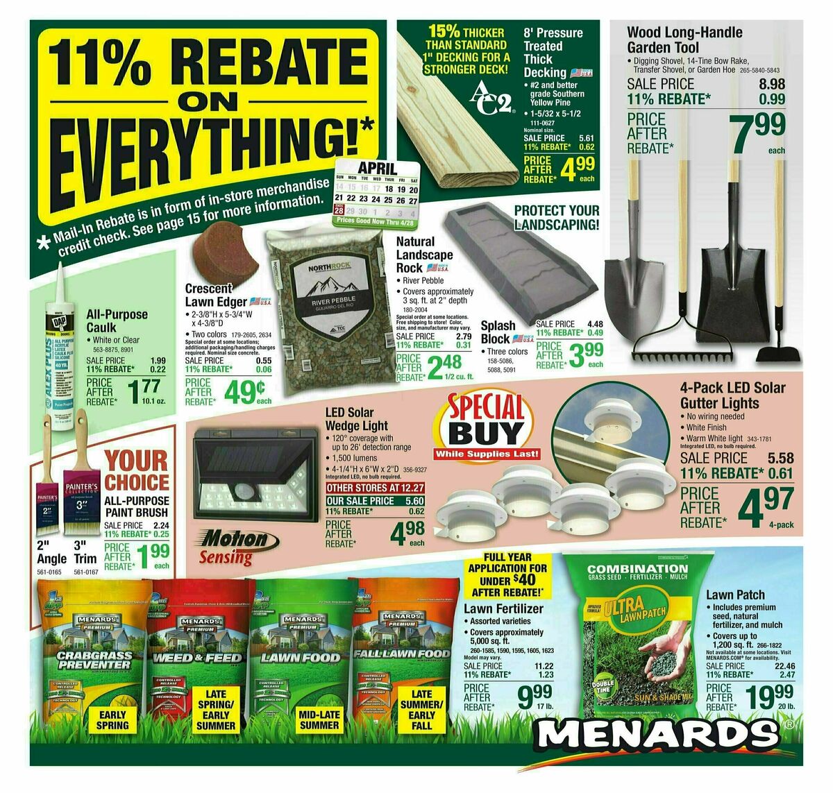 Menards 11% Rebate Sale Weekly Ad from April 17
