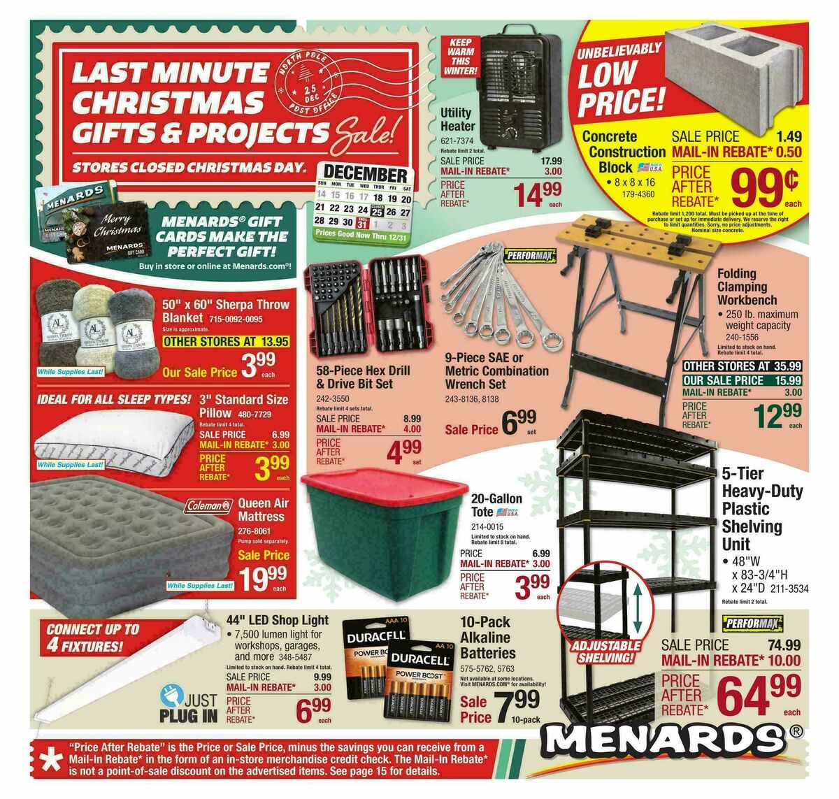Menards Last Minute Christmas Gifts & Projects Sale Weekly Ad from December 17