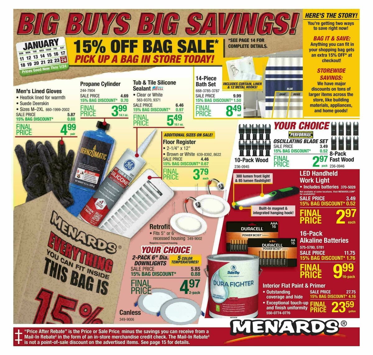 Menards Big Buys, Big Savings Sale Weekly Ad from January 11