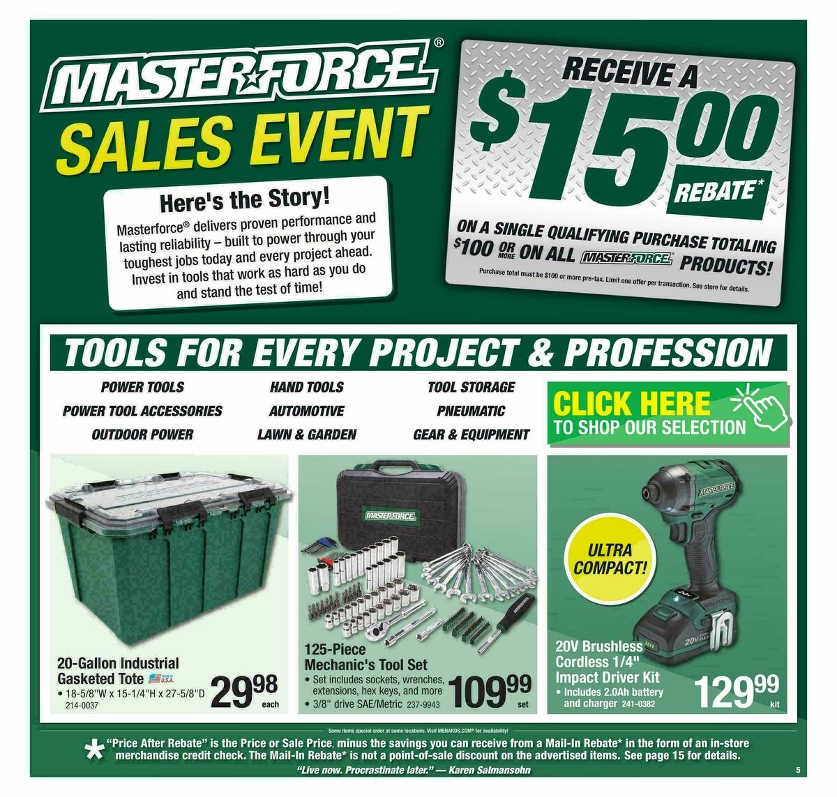 Menards Project Days Sale Weekly Ad from January 25