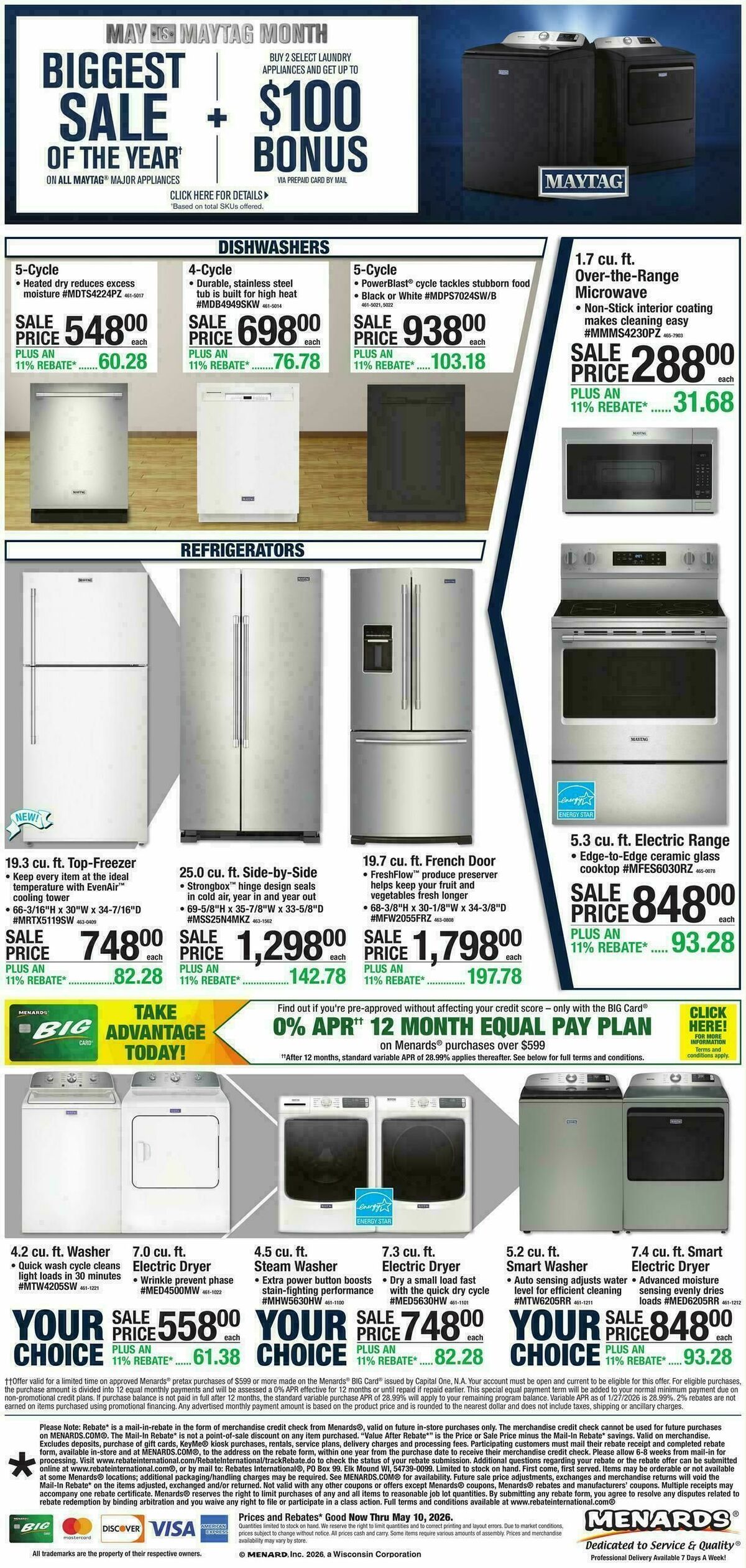 Menards Appliance Event Weekly Ad from April 29