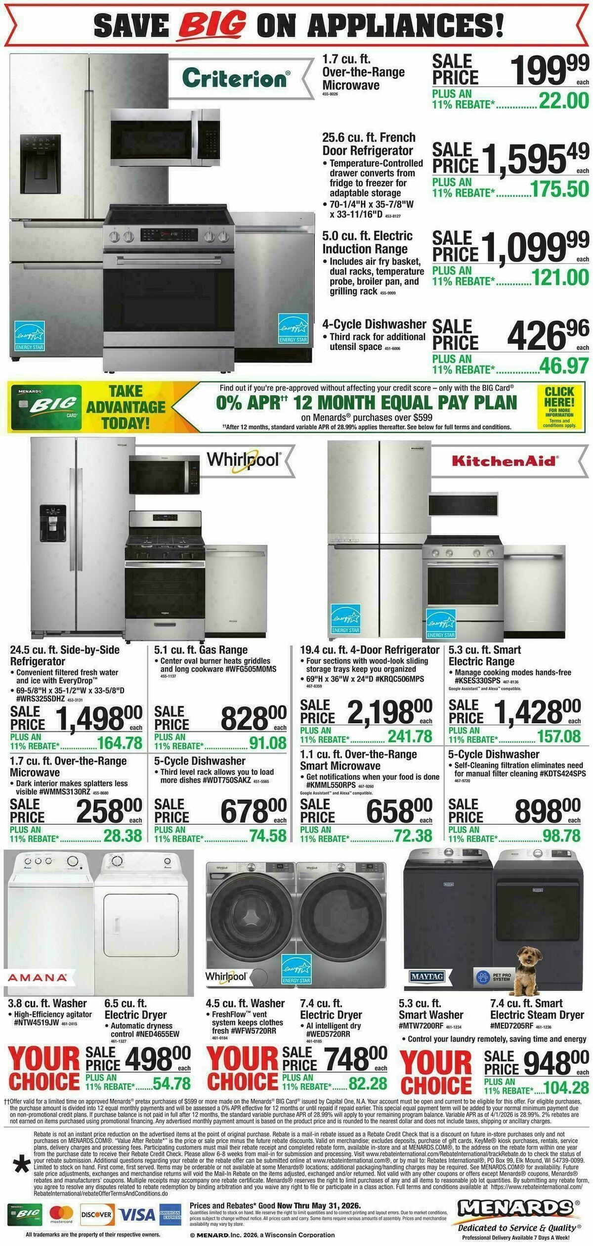 Menards Appliance Event Weekly Ad from May 20
