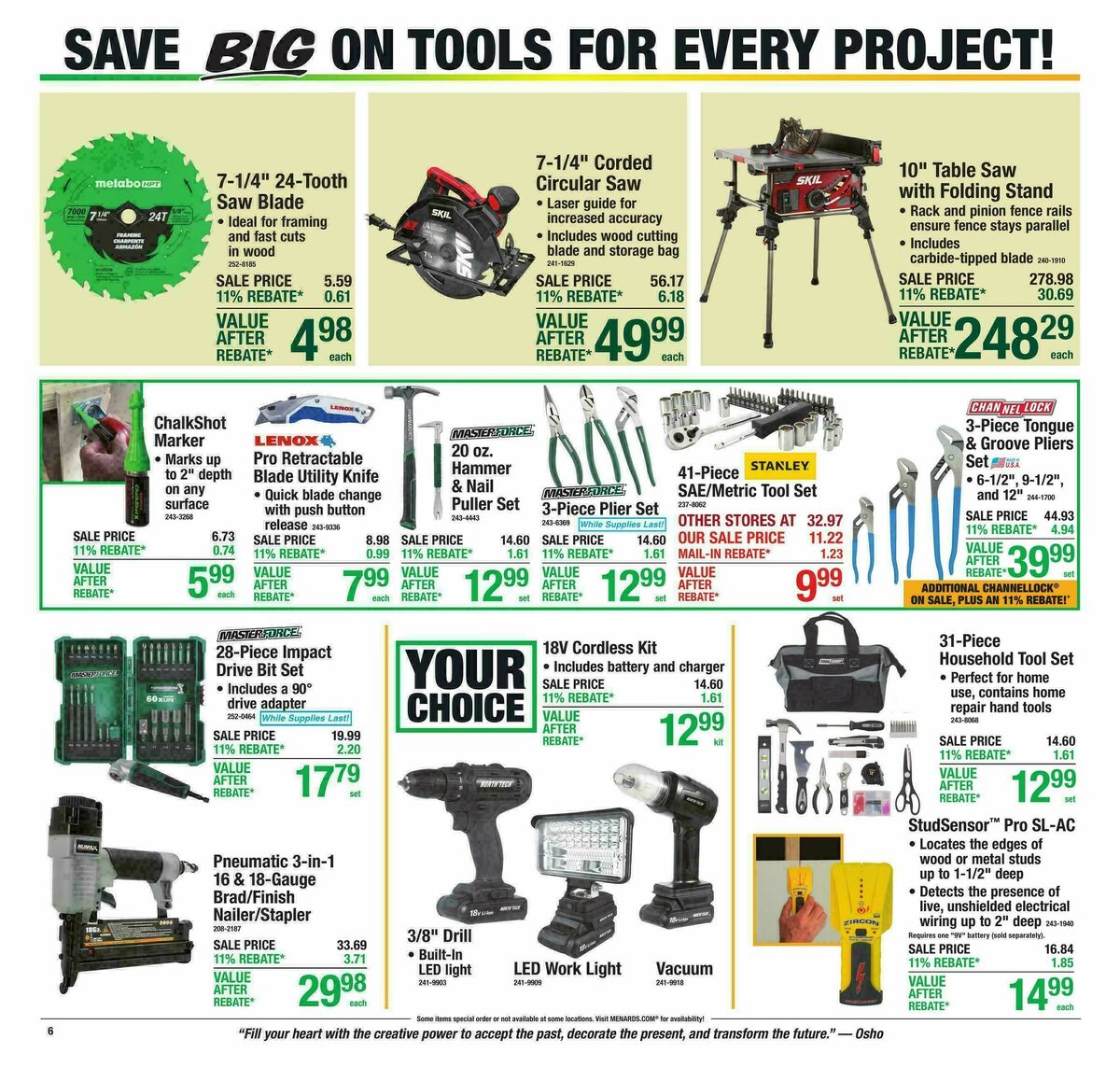 Menards Weekly Ad from October 28