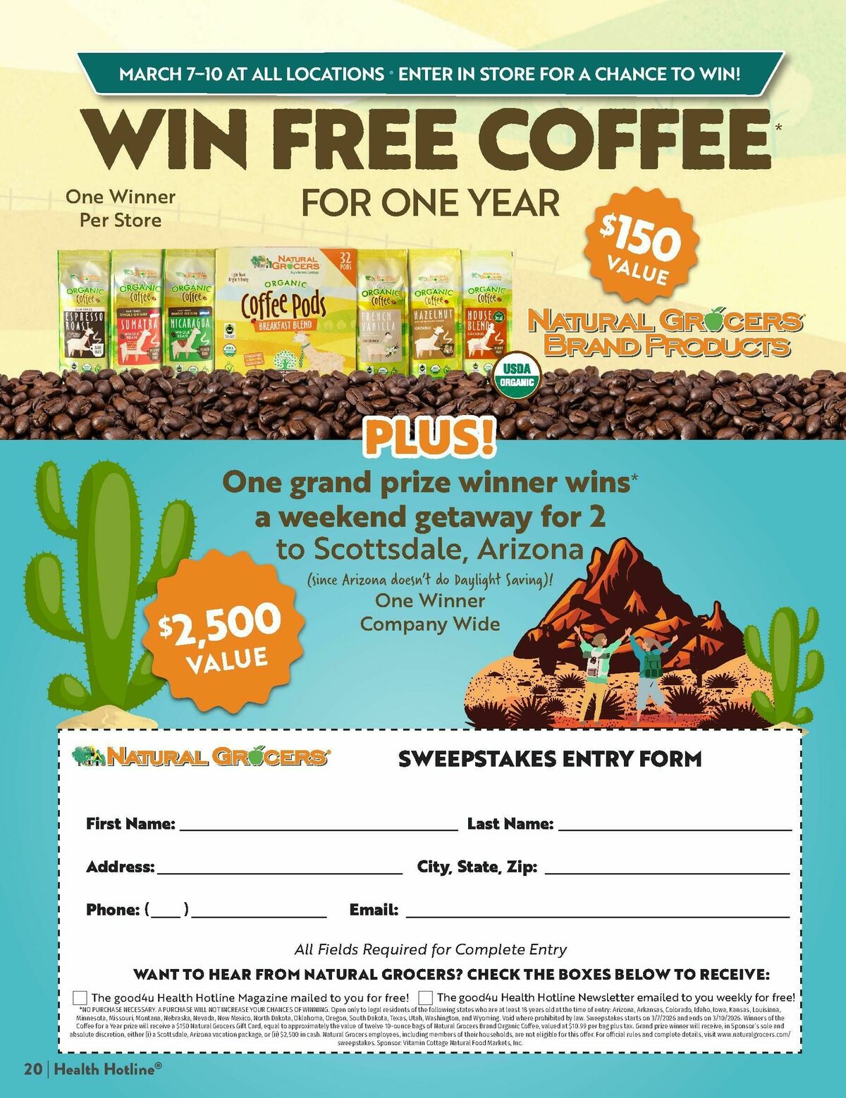 Natural Grocers March Health Hotline Magazine Weekly Ad from February 27