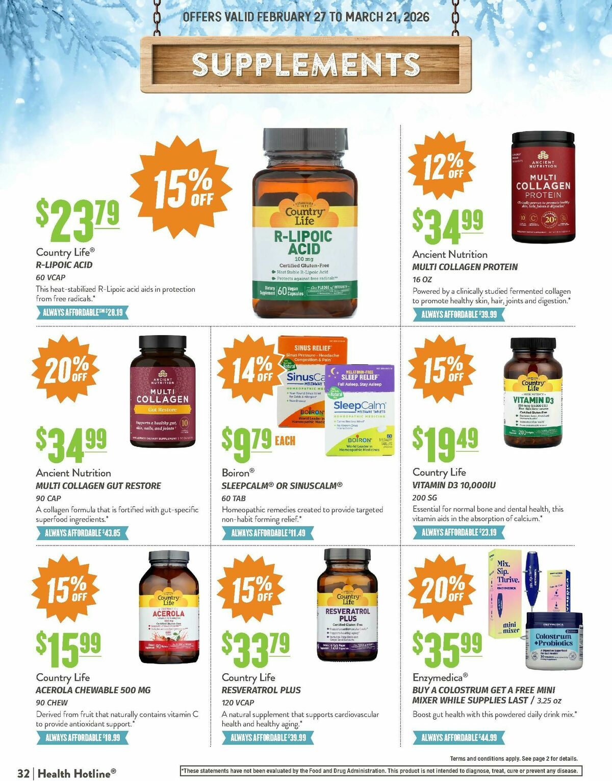 Natural Grocers March Health Hotline Magazine Weekly Ad from February 27