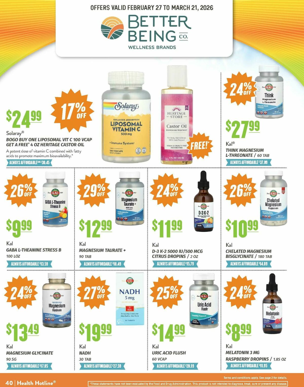 Natural Grocers March Health Hotline Magazine Weekly Ad from February 27